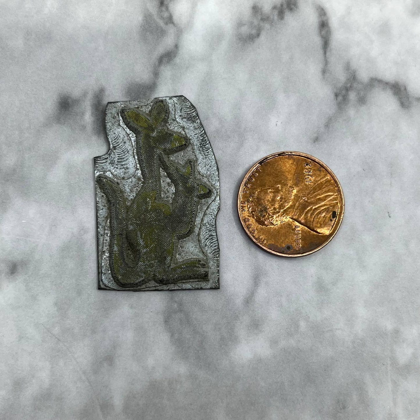 Vintage Printing Letterpress Printers Block Plate Kangaroo & Joey SE832