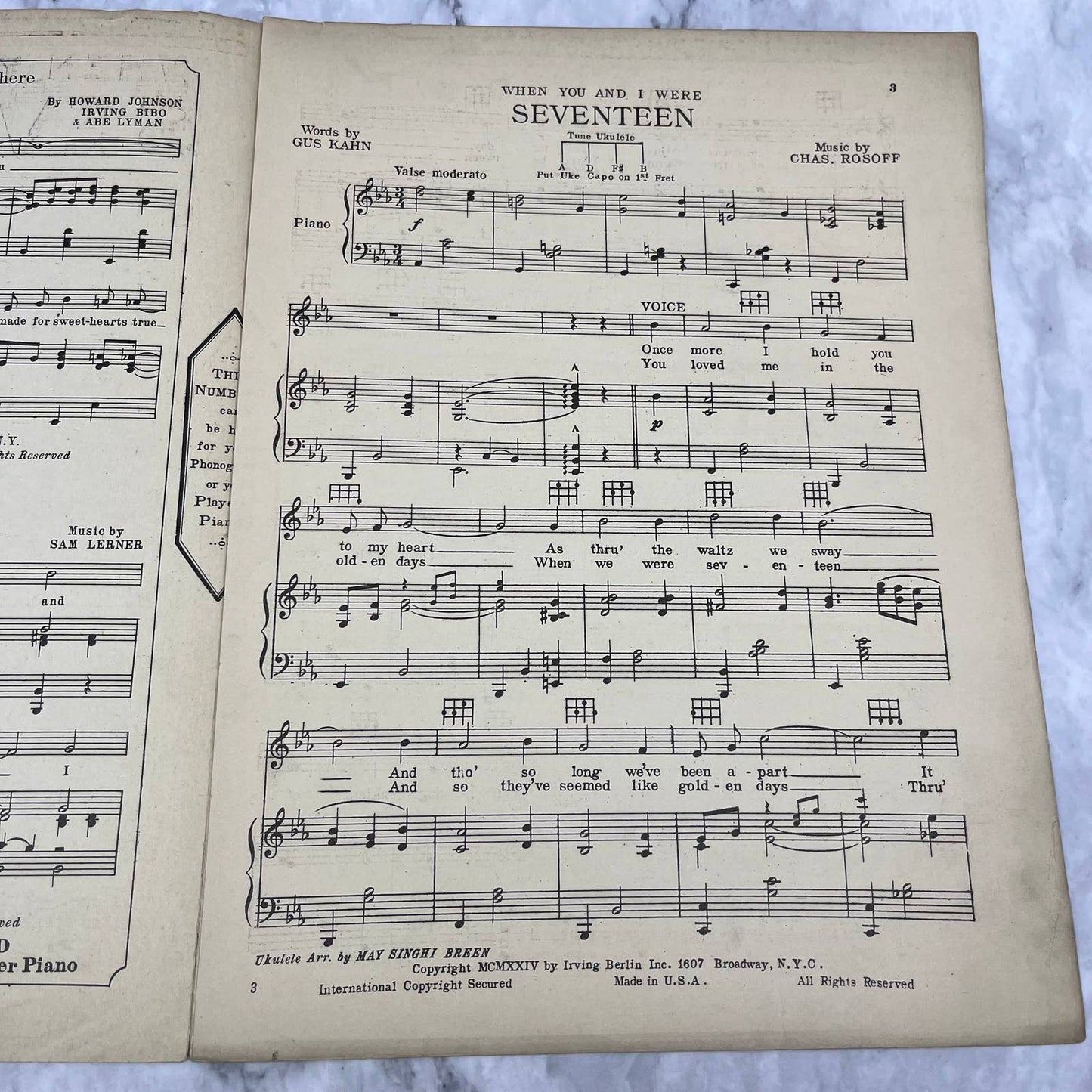 When You And I Were Seventeen - 1924 sheet music - Arlene Coleman TH5