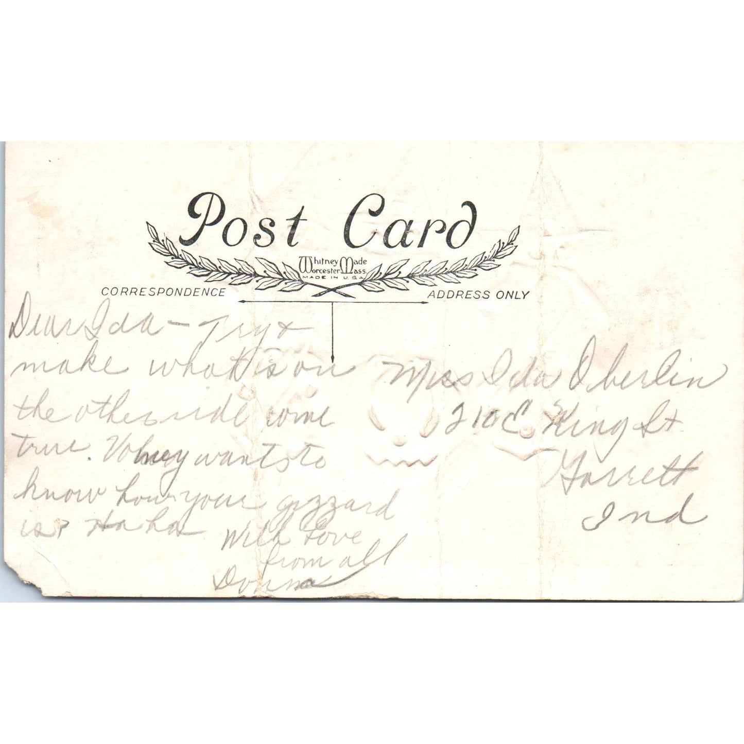 Halloween Owls in Witch Costume Jack-O-Lanterns Whitney Original Postcard TK1-25