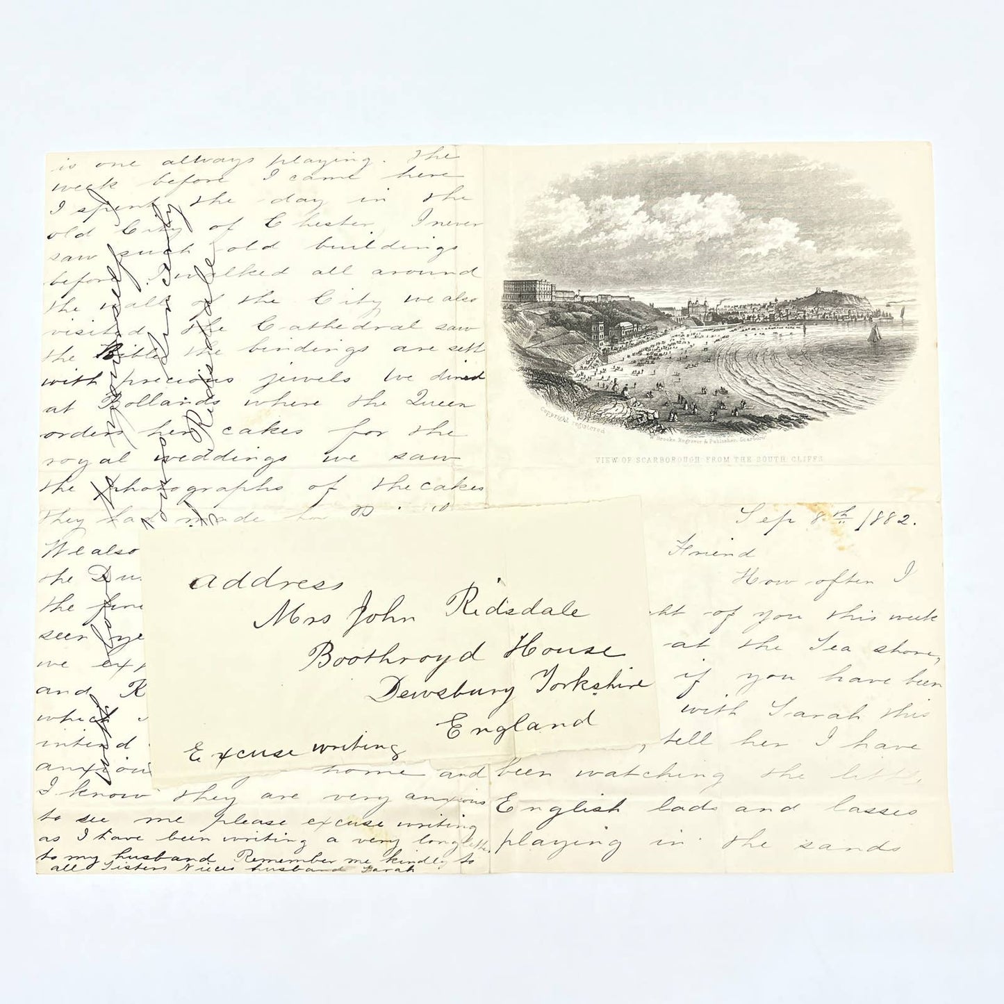 1882 Letter to Mrs J Ridsdale Boothroyd House Dewsbury Yorkshire England AC2