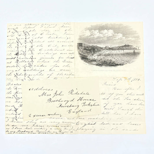 1882 Letter to Mrs J Ridsdale Boothroyd House Dewsbury Yorkshire England AC2