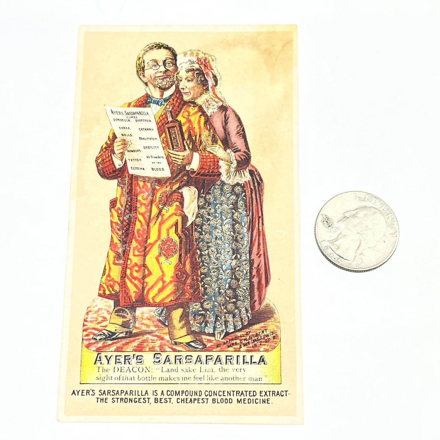 1880s Victorian Trade Card Ayer's Sarsaparilla Quackery J.C. Ayer Lowell MA AC2