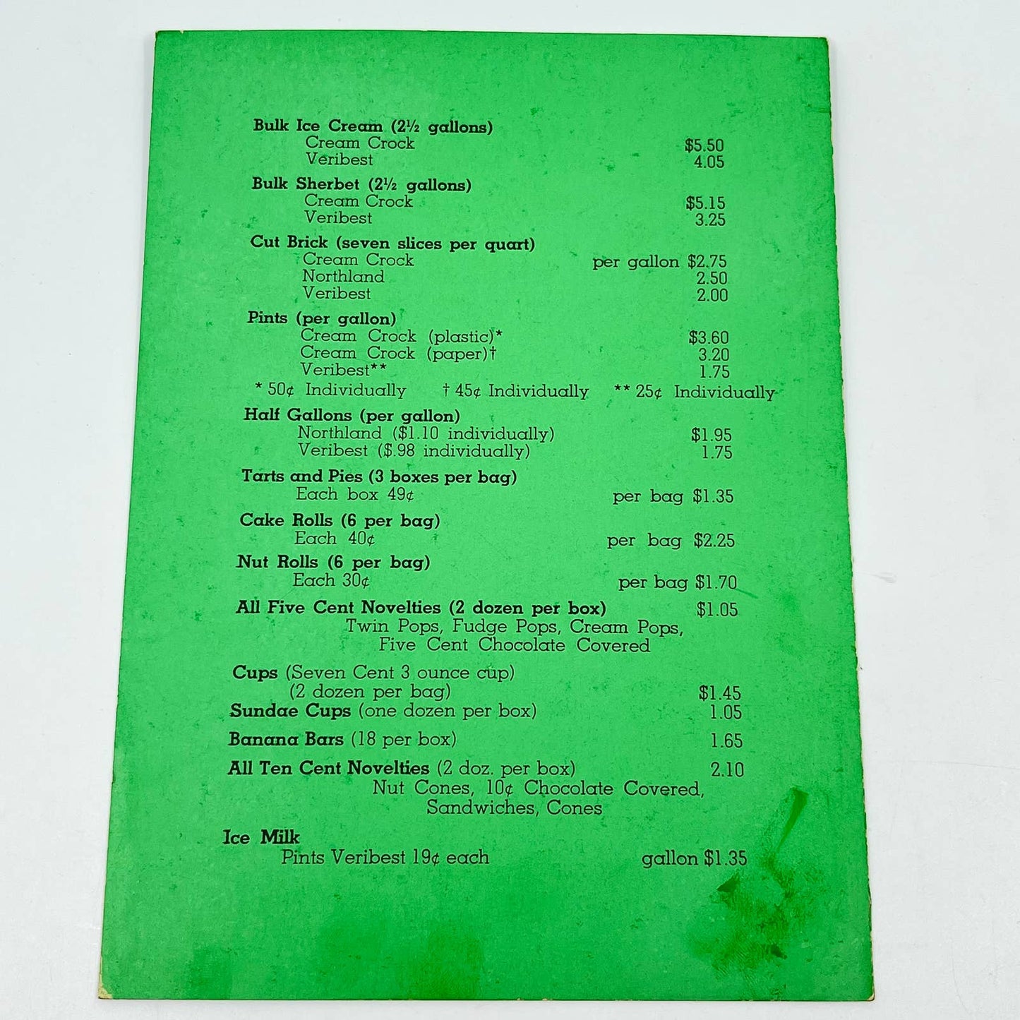 VTG The Cream Crock Fine Ice Creams Home Delivery Menu South Lancaster MA AA8