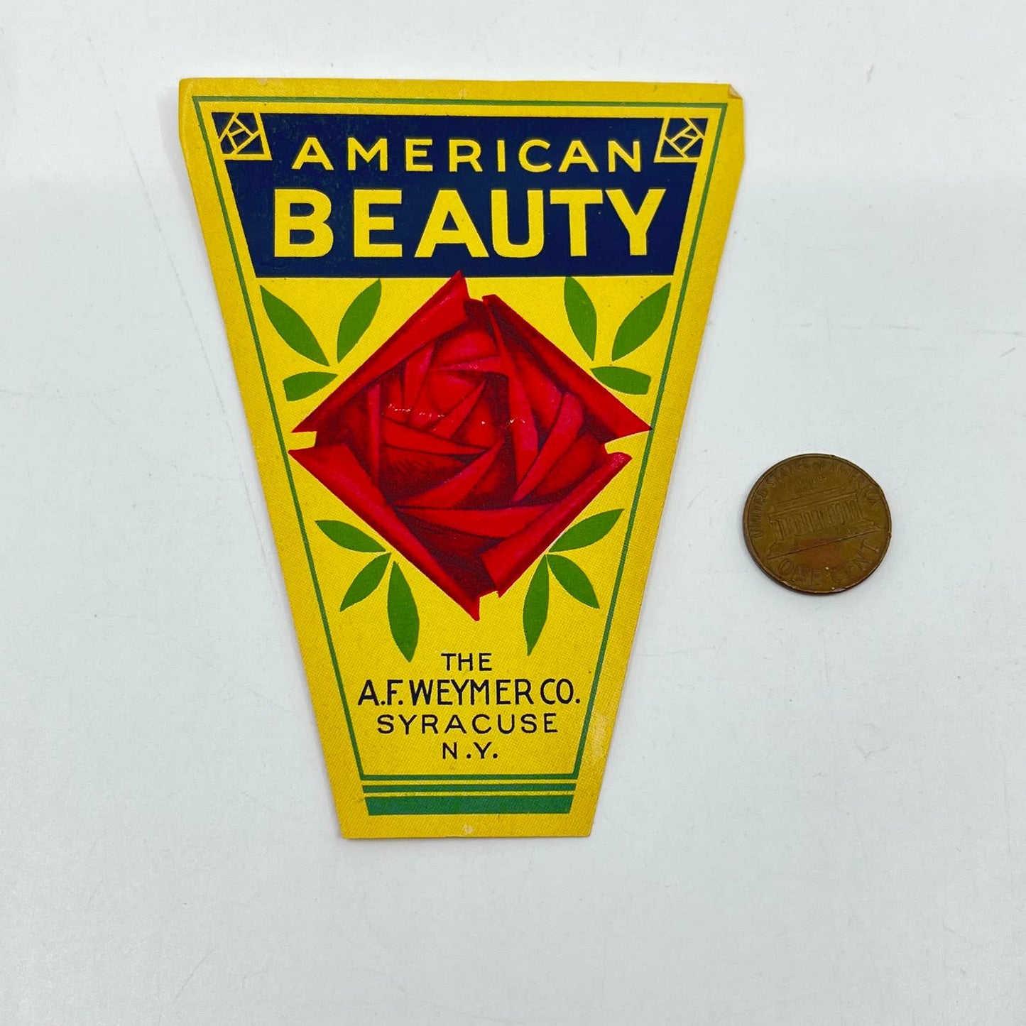 Antique Vintage American Beauty Broom Label 1900s - 1920s FL3