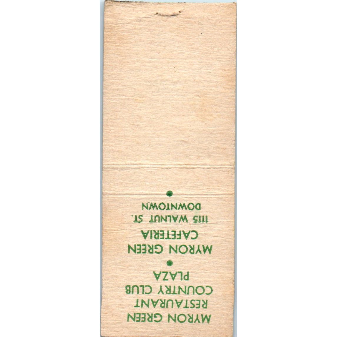 Myron Green Restaurants Kansas City MO Advertising Matchbook Cover SA9-M3
