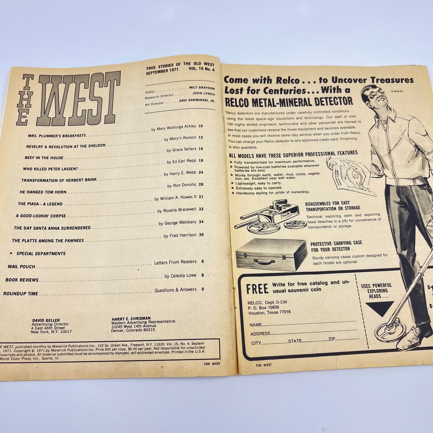 The West Magazine Sept 1971 Tom Horn Hanging Santa Anna Surrender Pawnees L1-3