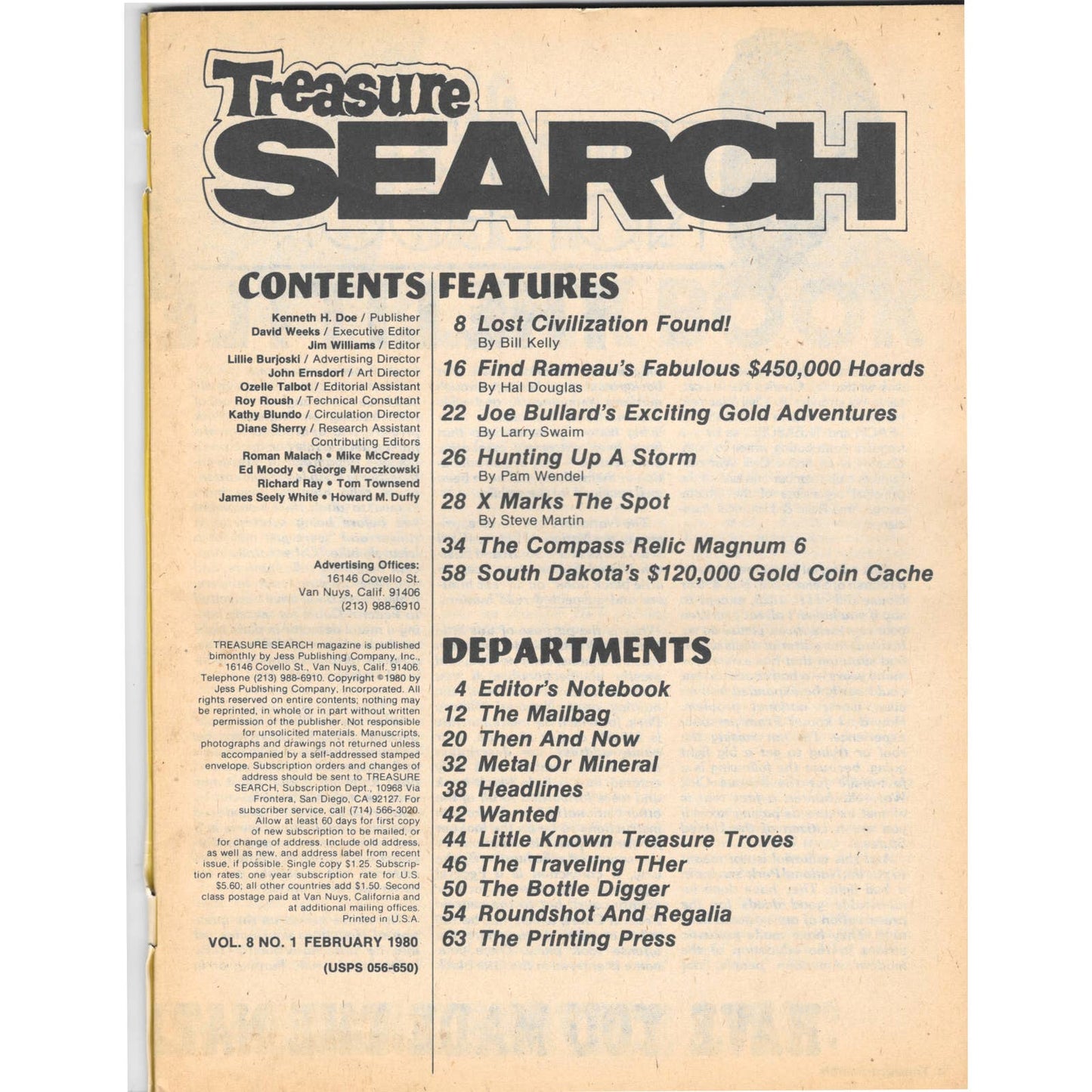 Treasure Search Magazine 1980 February Metal Detecting Gold Diamonds M2