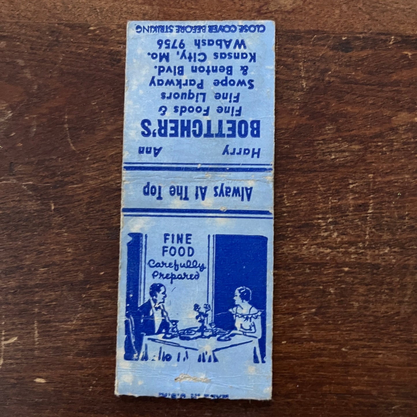 Boettcher's Fine Foods Kansas City MO Advertising Matchbook Cover MM11-6