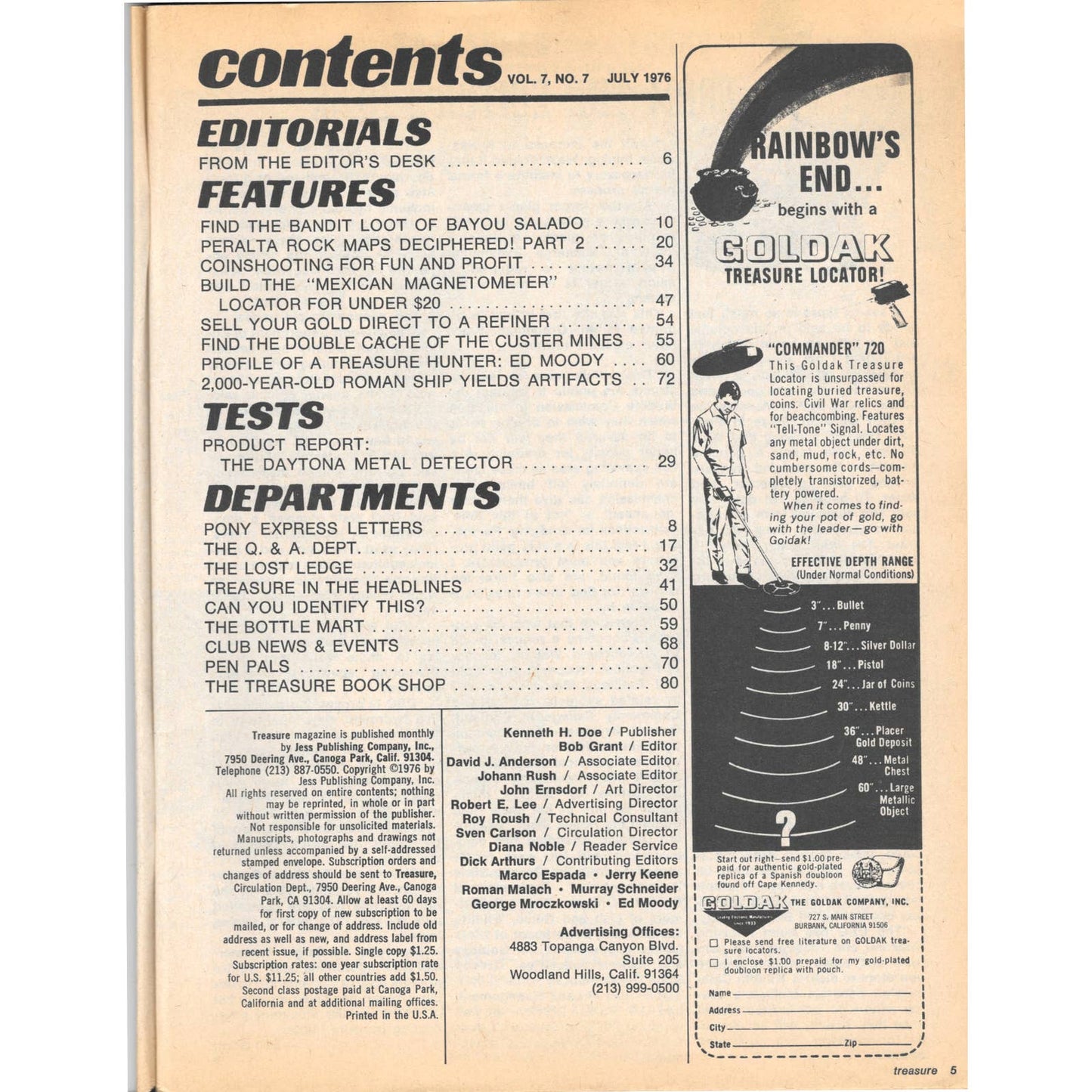 Treasure Magazine - Treasure Hunting Gold Mining Metal Detecting July 1976 M5