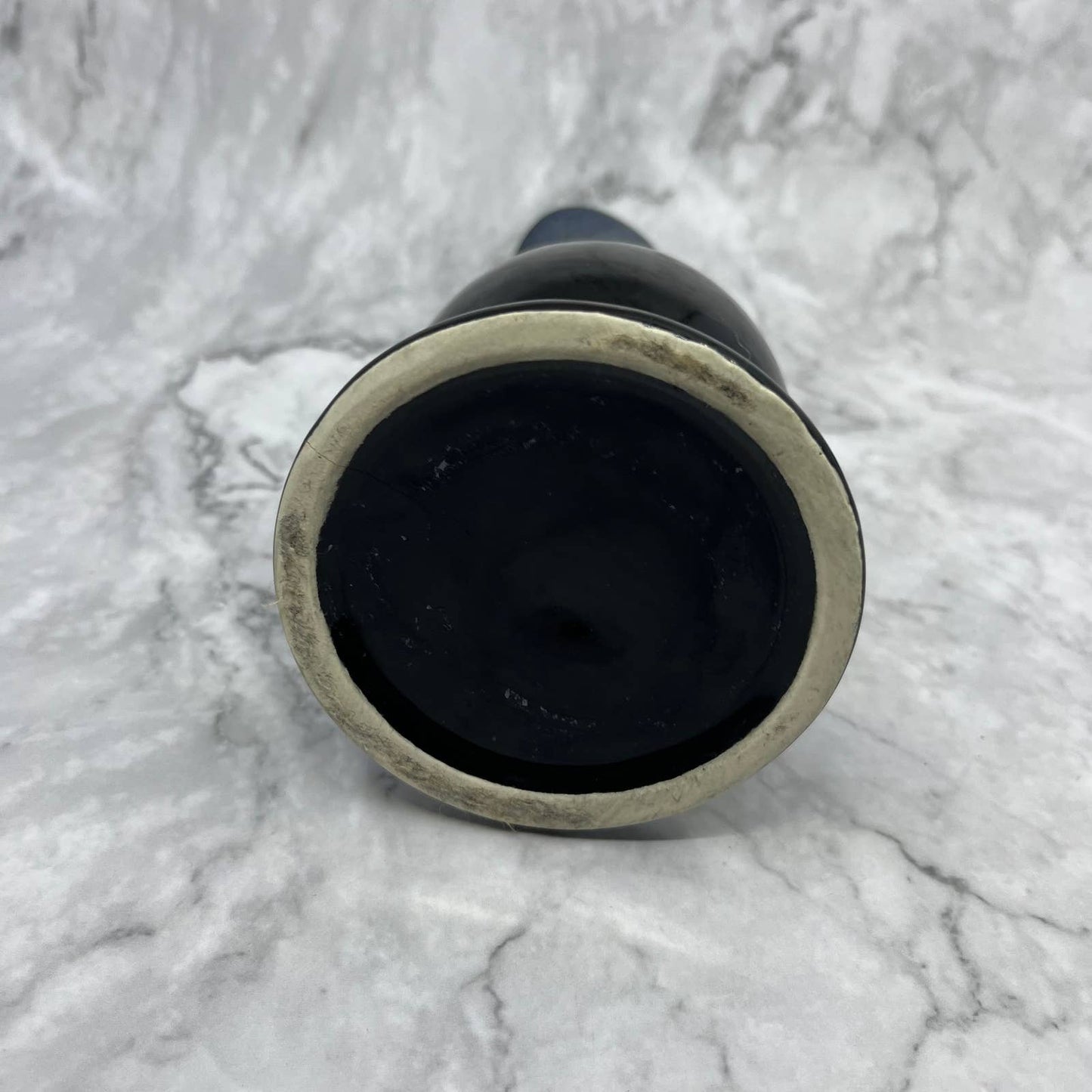 Vintage Mid Century Ceramic Vase Pitcher Blue Drip Glaze 8" TE4