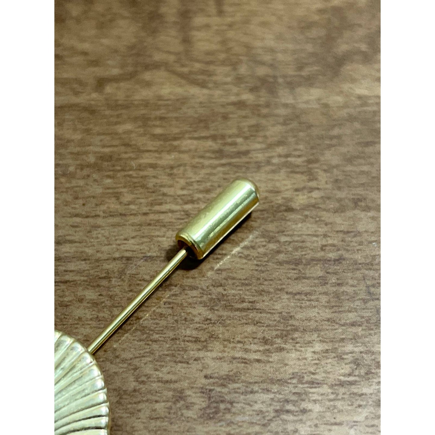 Vintage MCM 1960s Brass Clamshell Stick Pin Hat Pin 2” SE1
