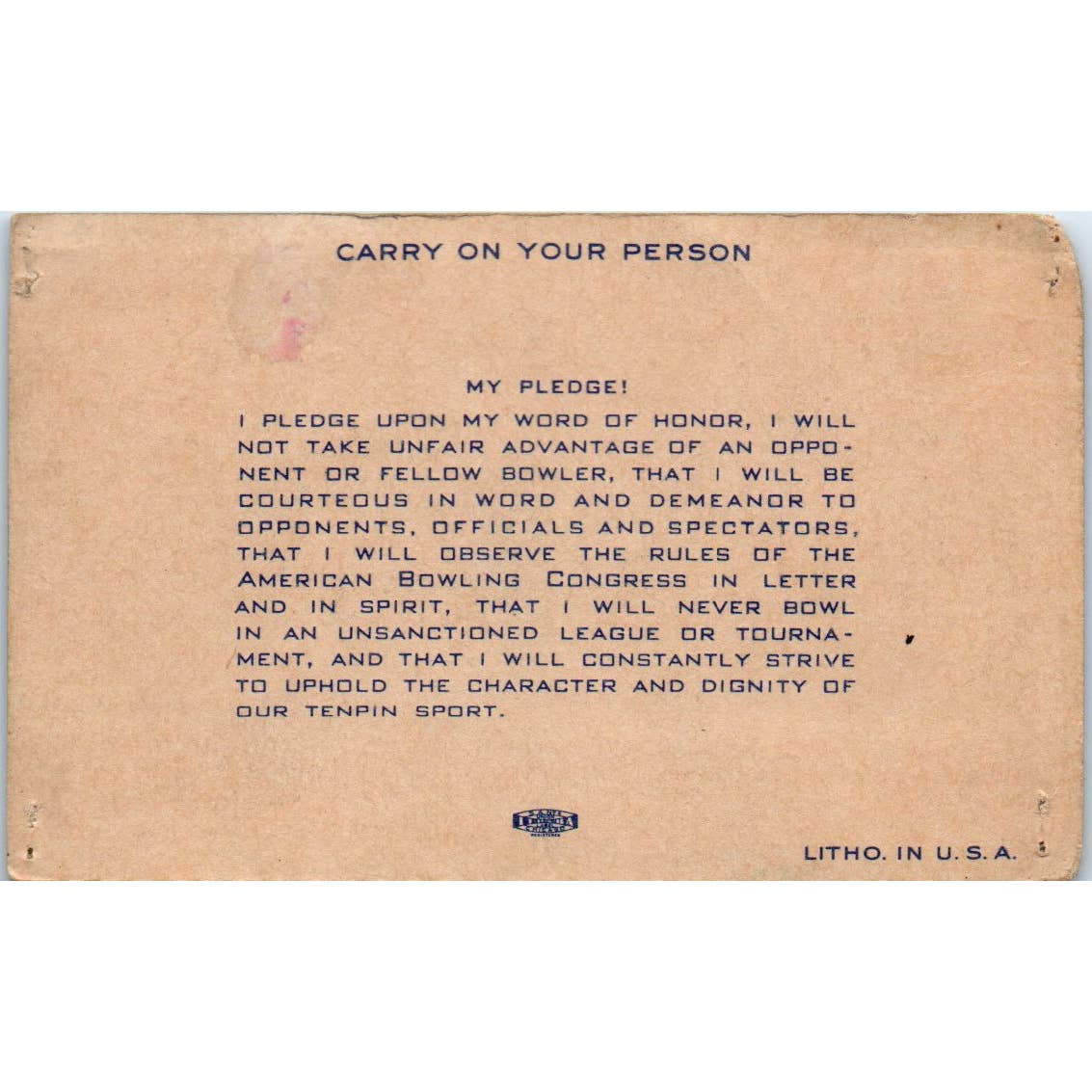 1947 American Bowling Congress Milwaukee Membership Card Eagles 800 SE5-8