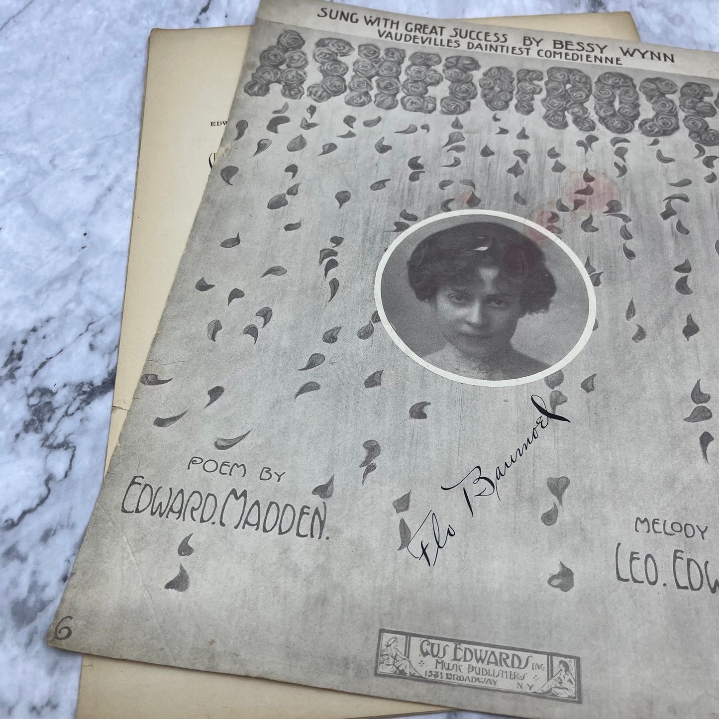 Ashes of Roses 1911 Sheet Music Edward Madden Leo Edwards Bessy Wynn Cover V41-3