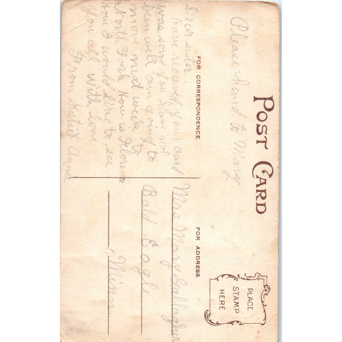 Antique Postcard Victorian Lady Greetings from Catawba Wisconsin PE8