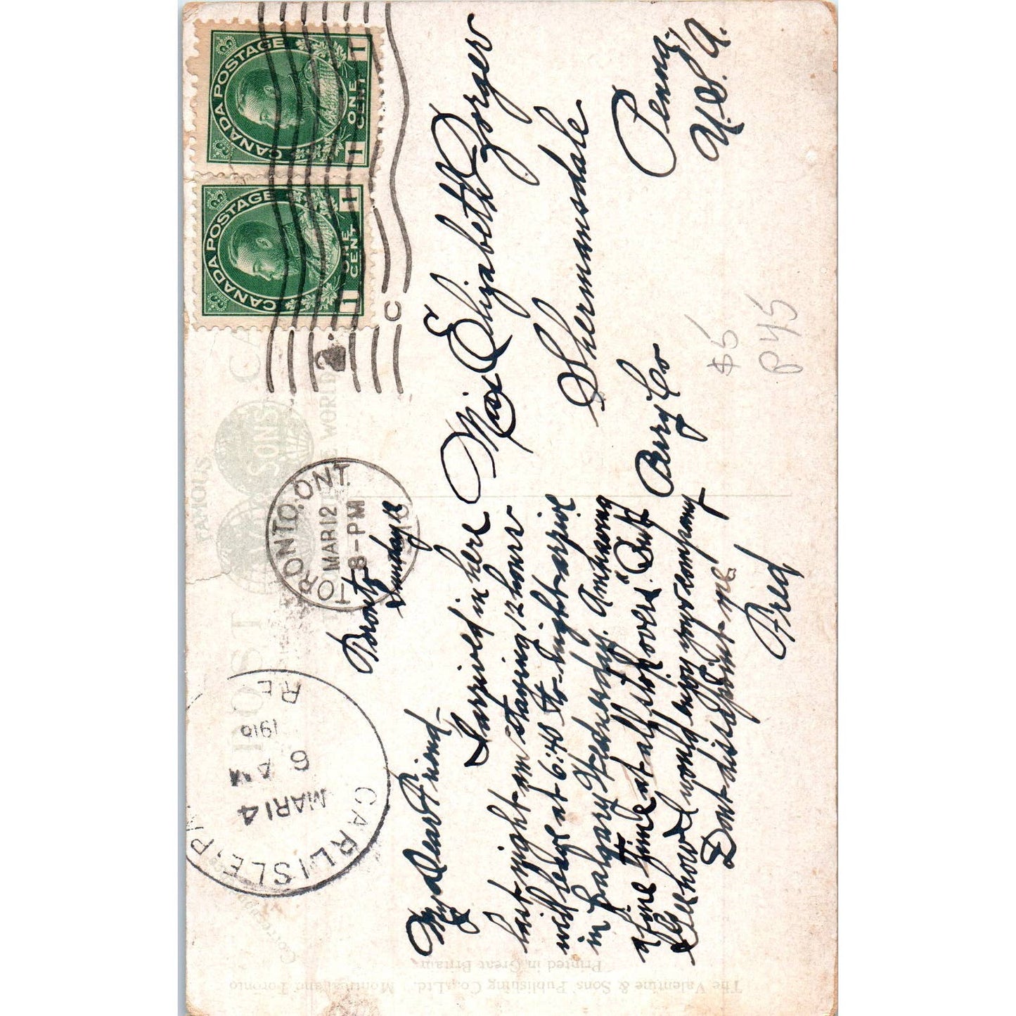 The Toronto Girl Tobogganing 1916 Original Postcard TK1-P14