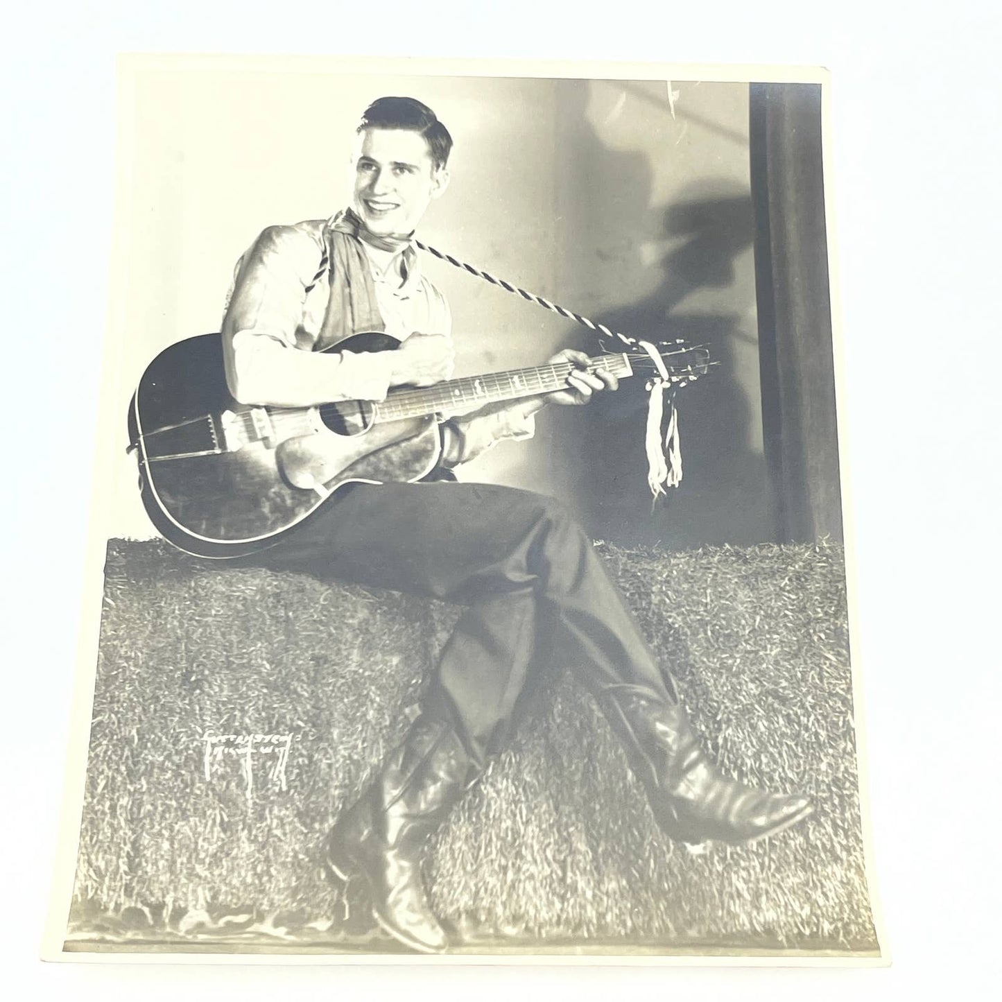 1950s Country Western Music Portrait Man Playing Guitar Photograph 8x10" AB7