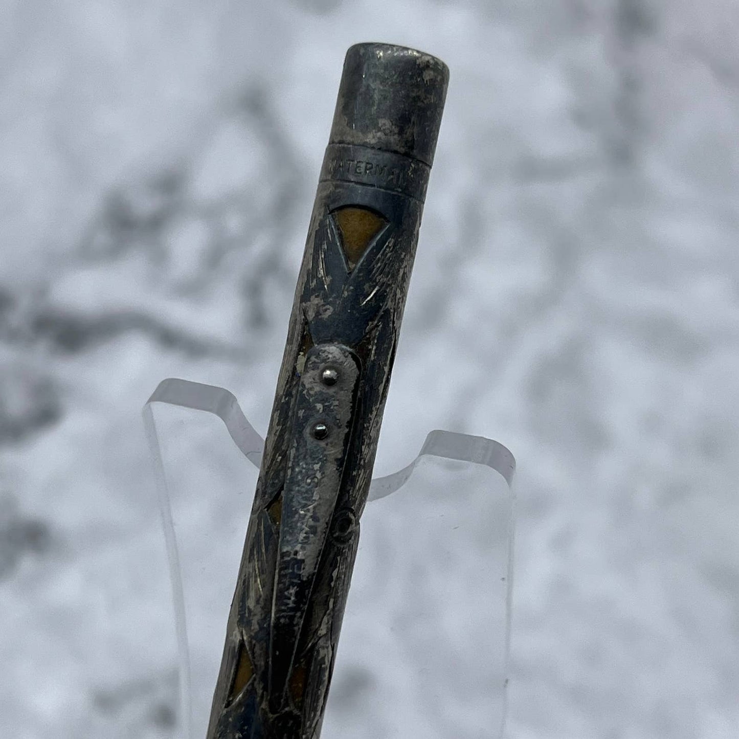 Antique Waterman's Mechanical Pencil Sterling Silver Filagree Over Brass SA2