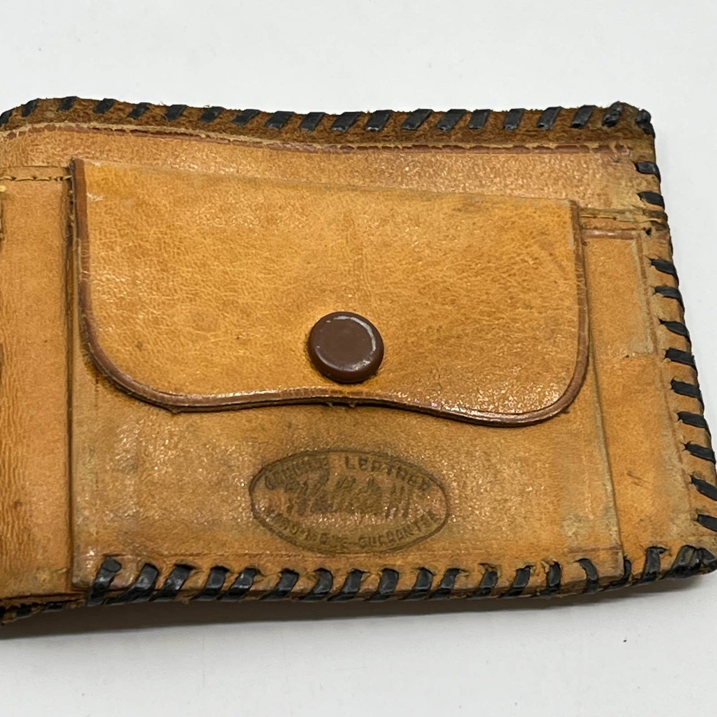Vintage Hand Tooled Leather Mens Western Bifold Wallet Mexican Farmer Burro SD8