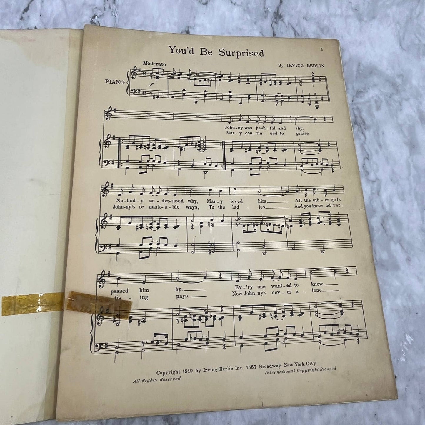 You'd Be Surprised Irving Berlin Eddie Cantor 1919 Sheet Music TK2-SM4