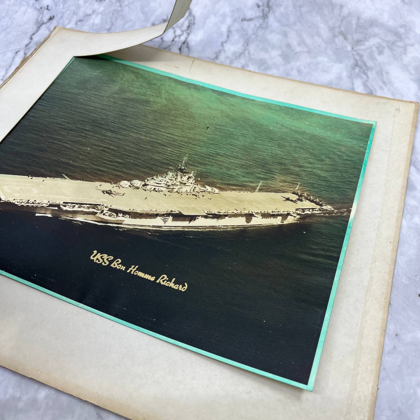 Vintage USS Bon Homme Richard Matted Photo Print Morper Studio San Diego CA FL5