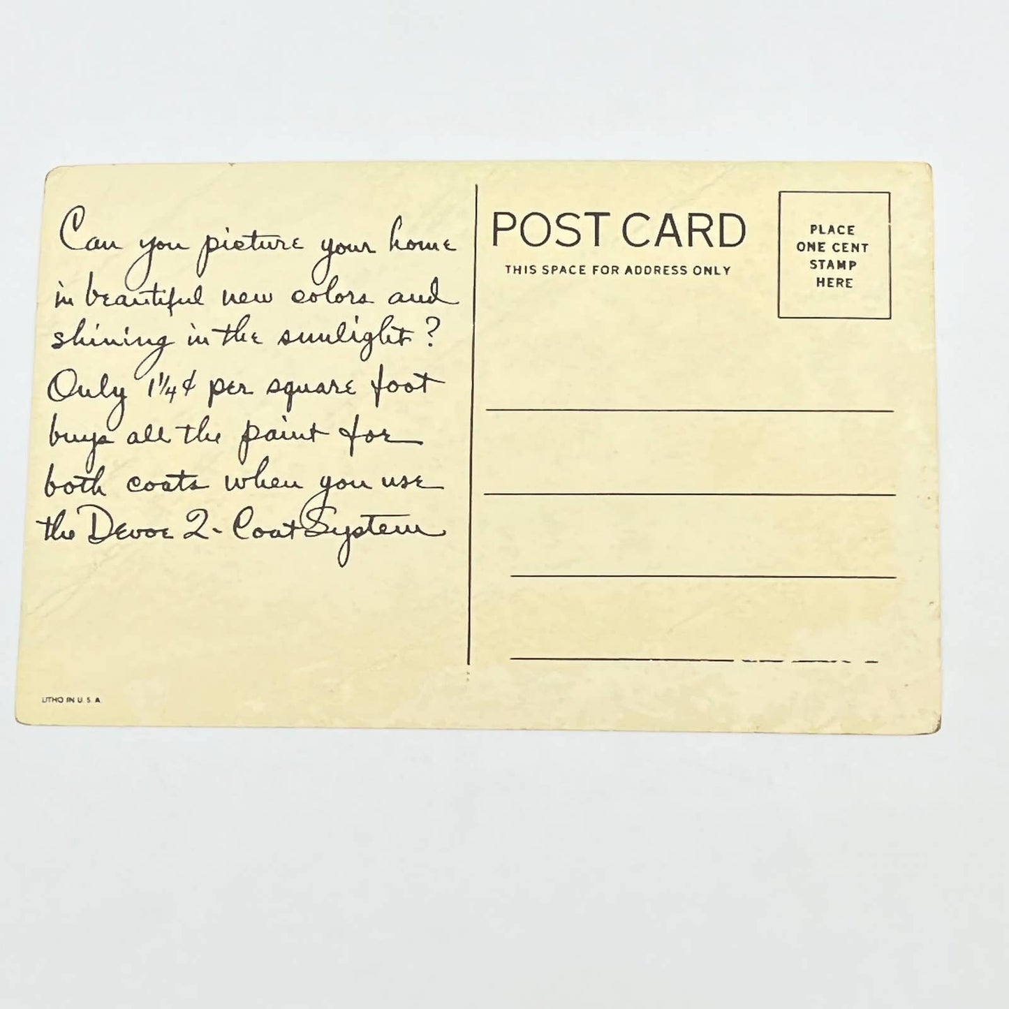 1950s Devoe 2-Coat System Exterior House Paint Ad Post Card AB6
