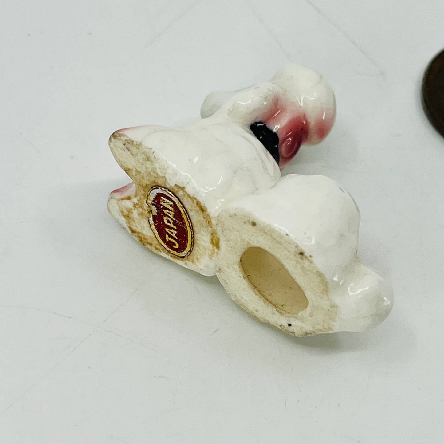 Vintage Miniature Poodle Dogs Hand Painted China Porcelain 1.5” SB1