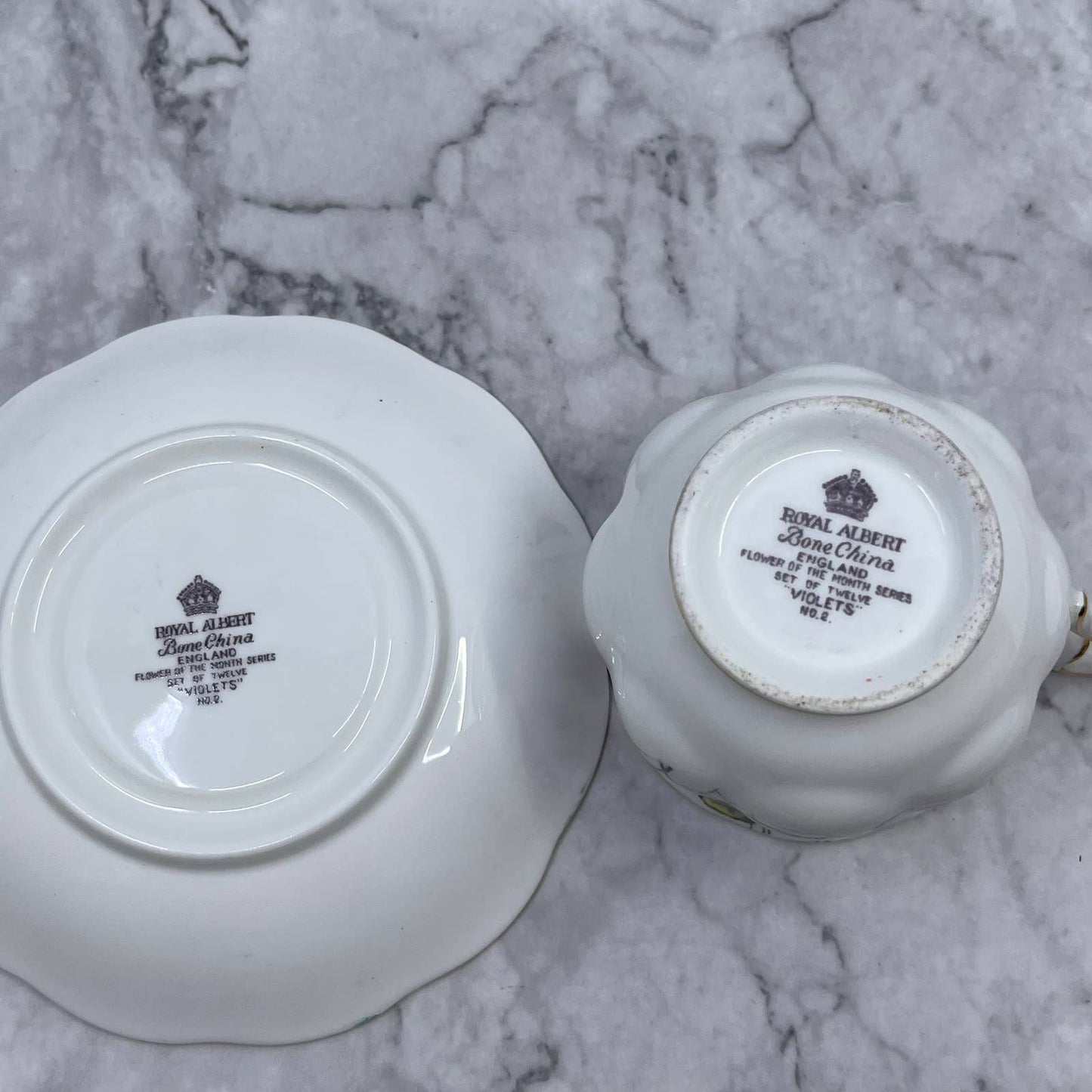 Hand Painted Royal Albert Bone China Flower of the Month #2 Cup & Saucer TD1