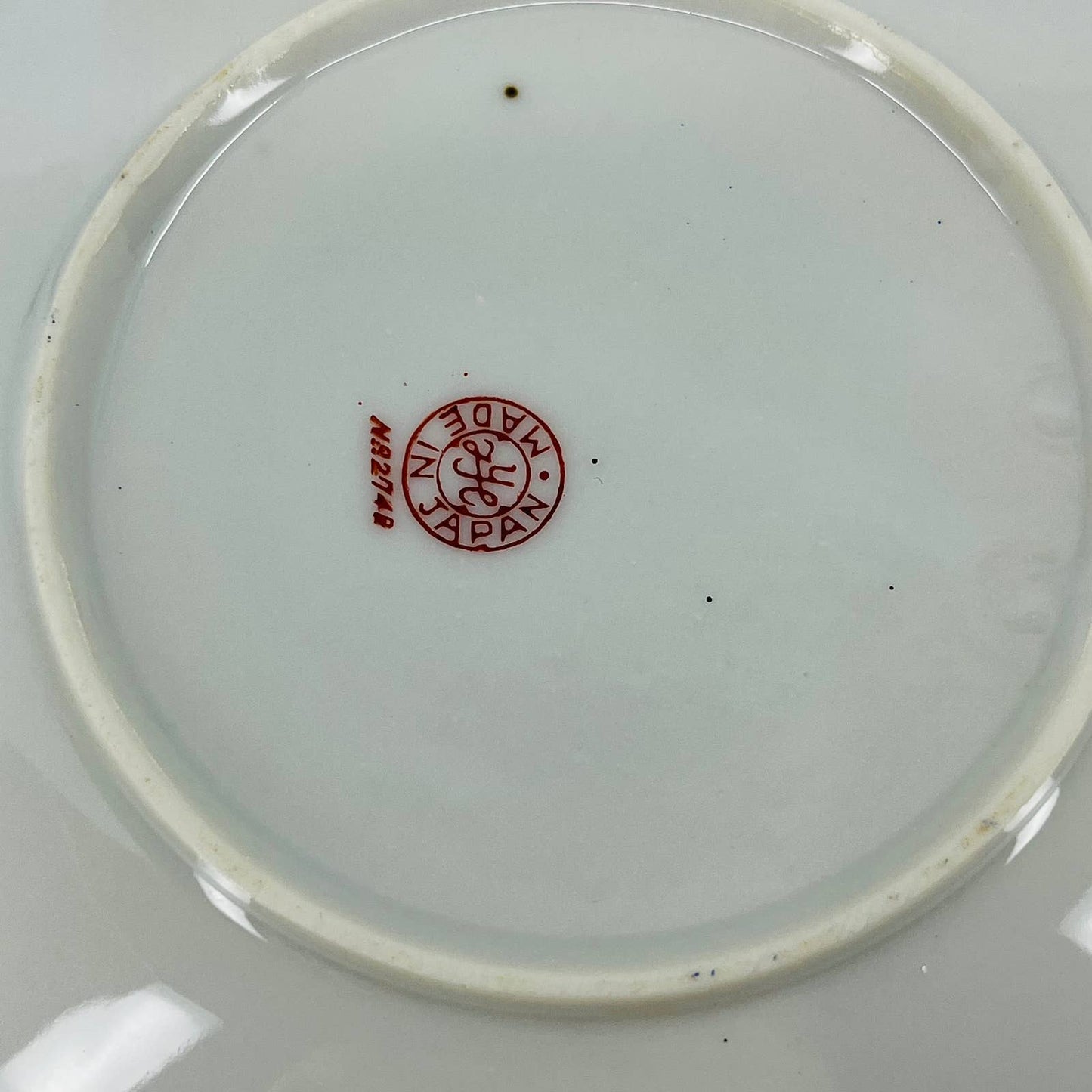 Vtg RARE Japanese Iridescent Opal Lusterware Blue Stripe Cup and Saucer Set TA5