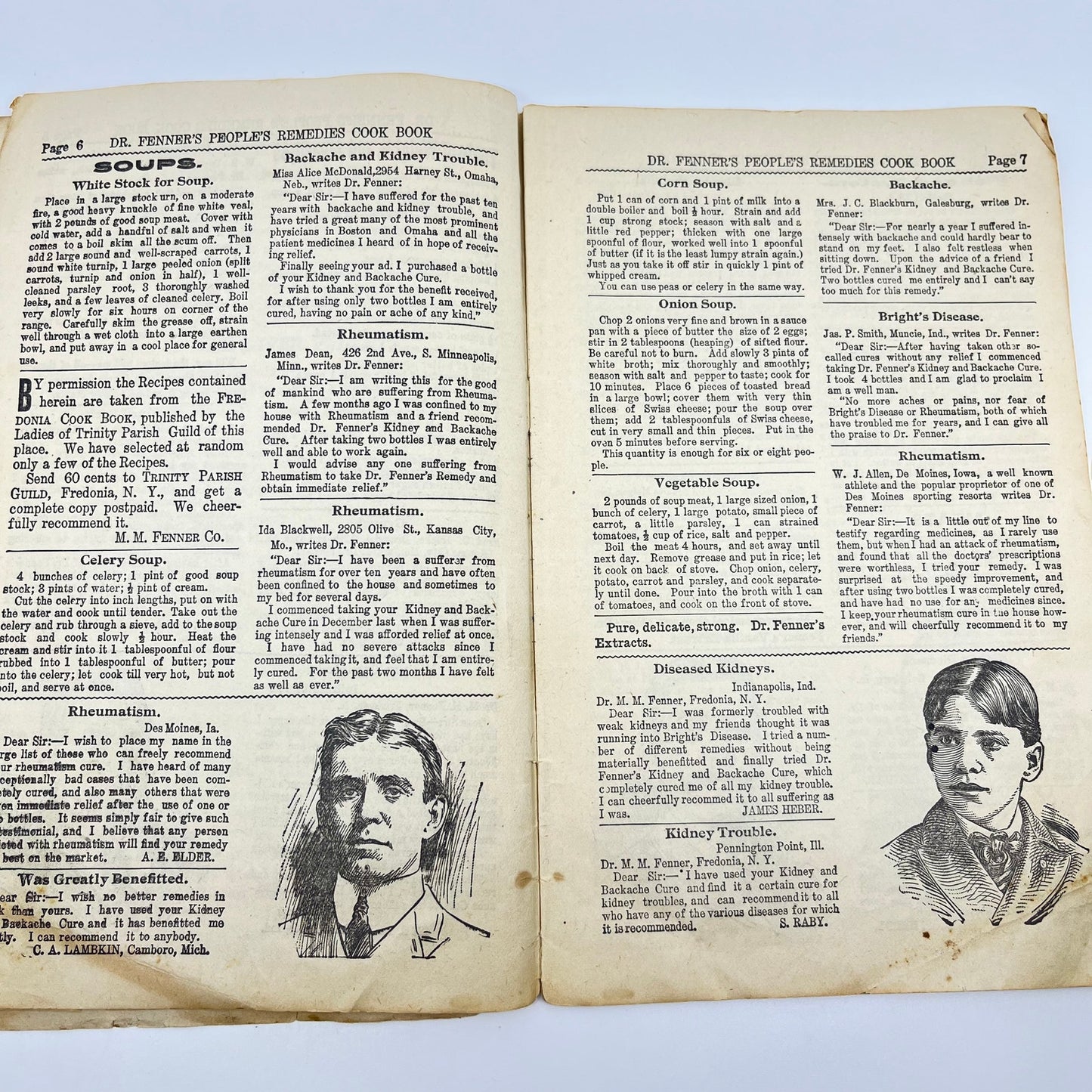 1906 Dr. Fenner’s Cook Book Quack Medicine Recipes Fredonia NY L1-5