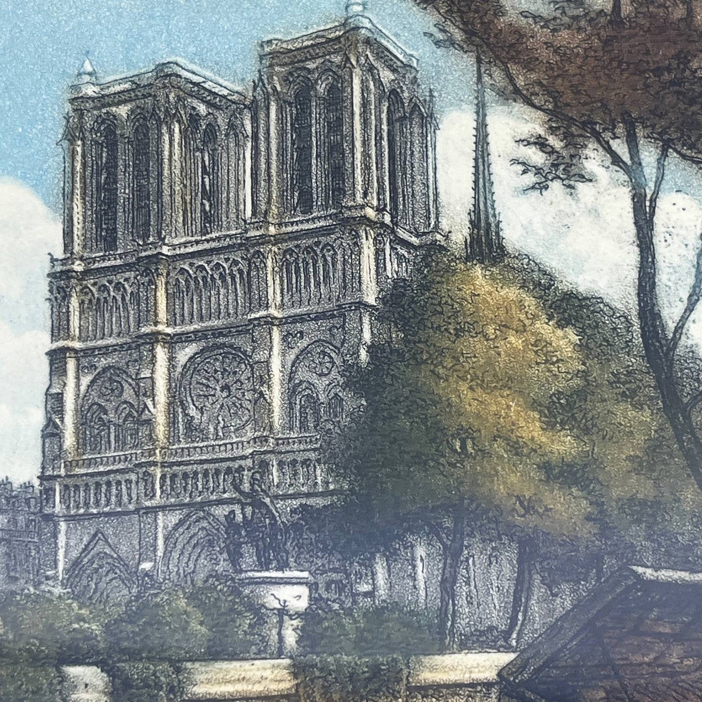 Vintage Framed Victor Valery Cathedral Notre Dame Paris Etching Signed TG6