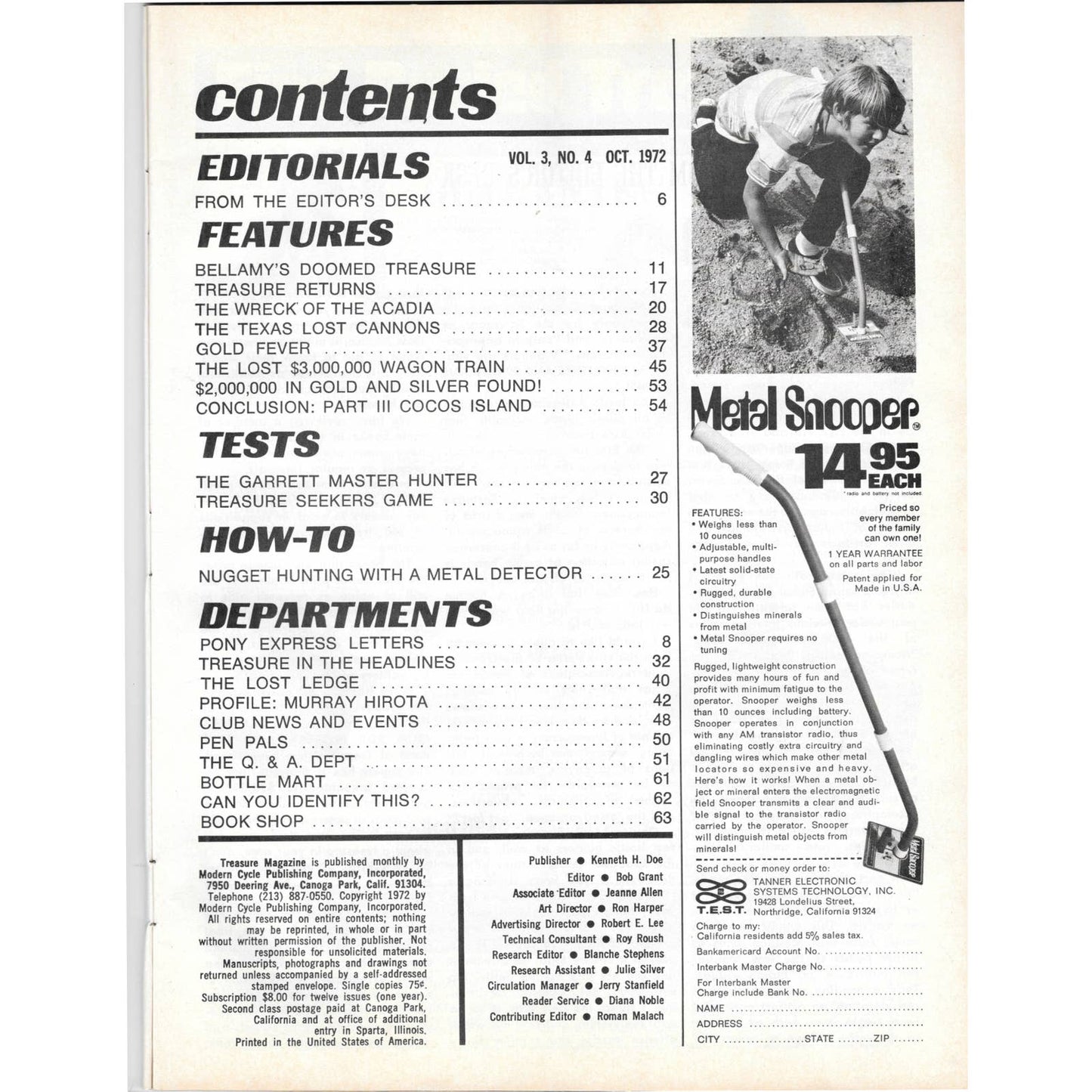 Treasure Magazine - Treasure Hunting Gold Mining Metal Detecting Oct 1972 M4