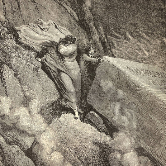 Original 1880s Gustave Dore Engraving Divine Comedy From the profound abyss FL4