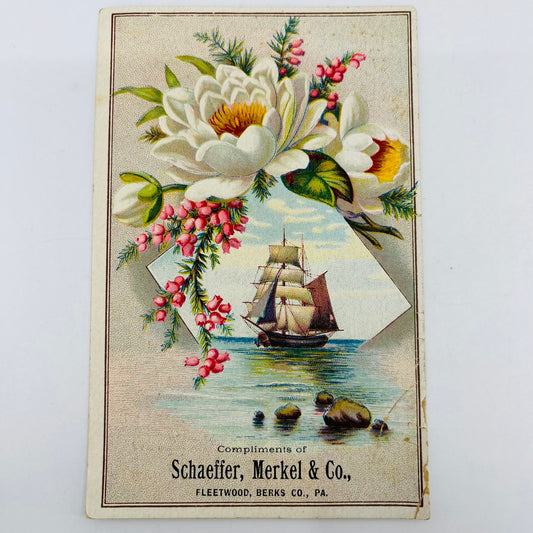 1880s Embossed Victorian Trade Card Schaefer Merkel Fleetwood Foundry PA SAH9-H7