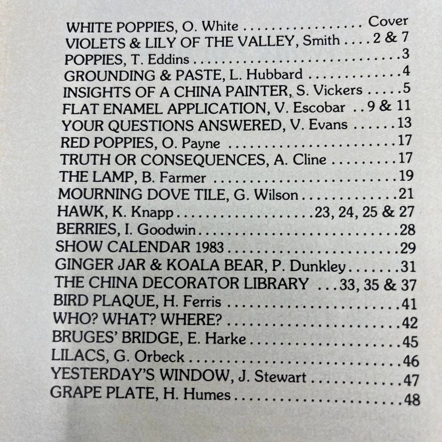 1983 September - The China Decorator Magazine - White Poppies Opal R. White TH8