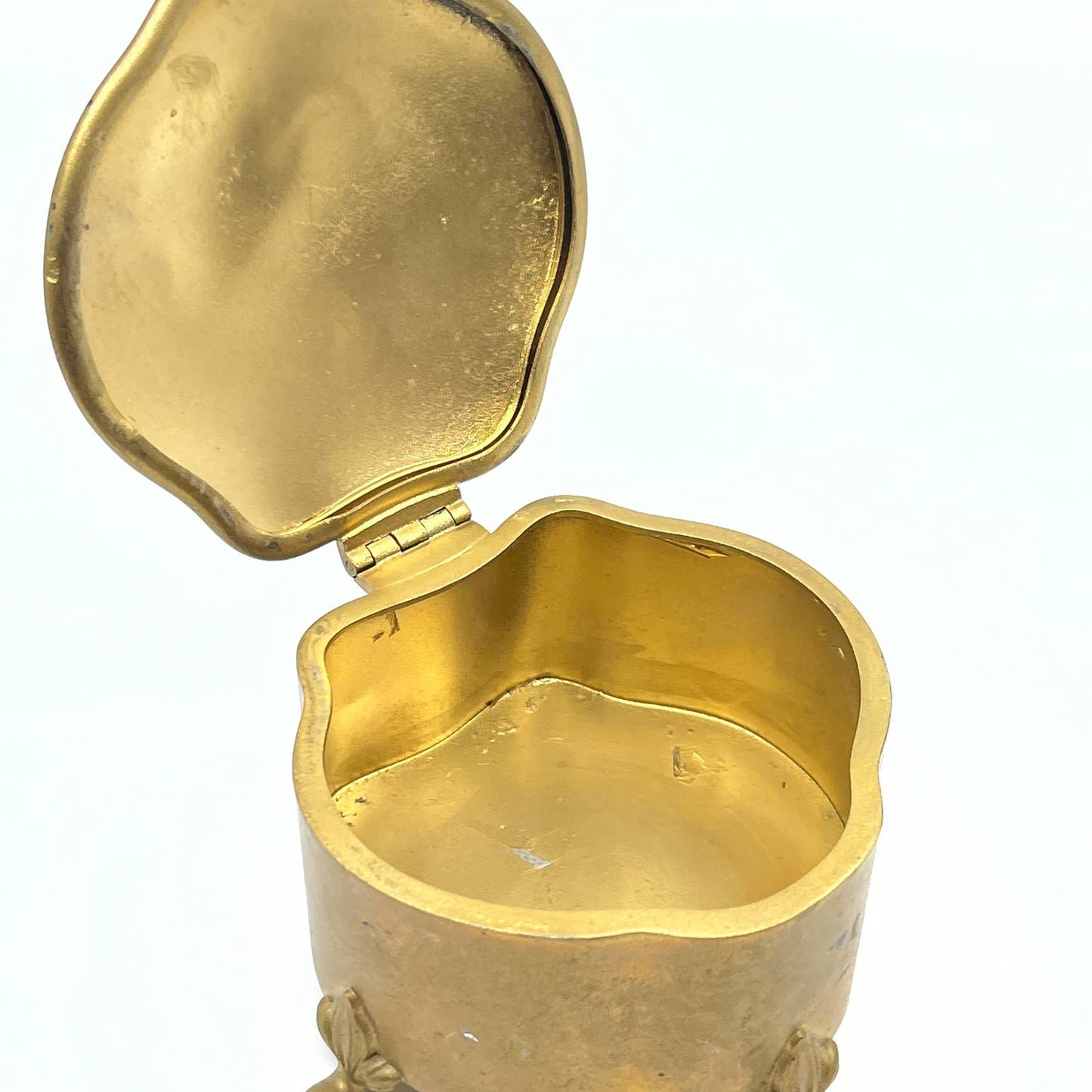 1904 Victor Gold Painted Silver Plate Footed Jewelry Trinket Box TF6