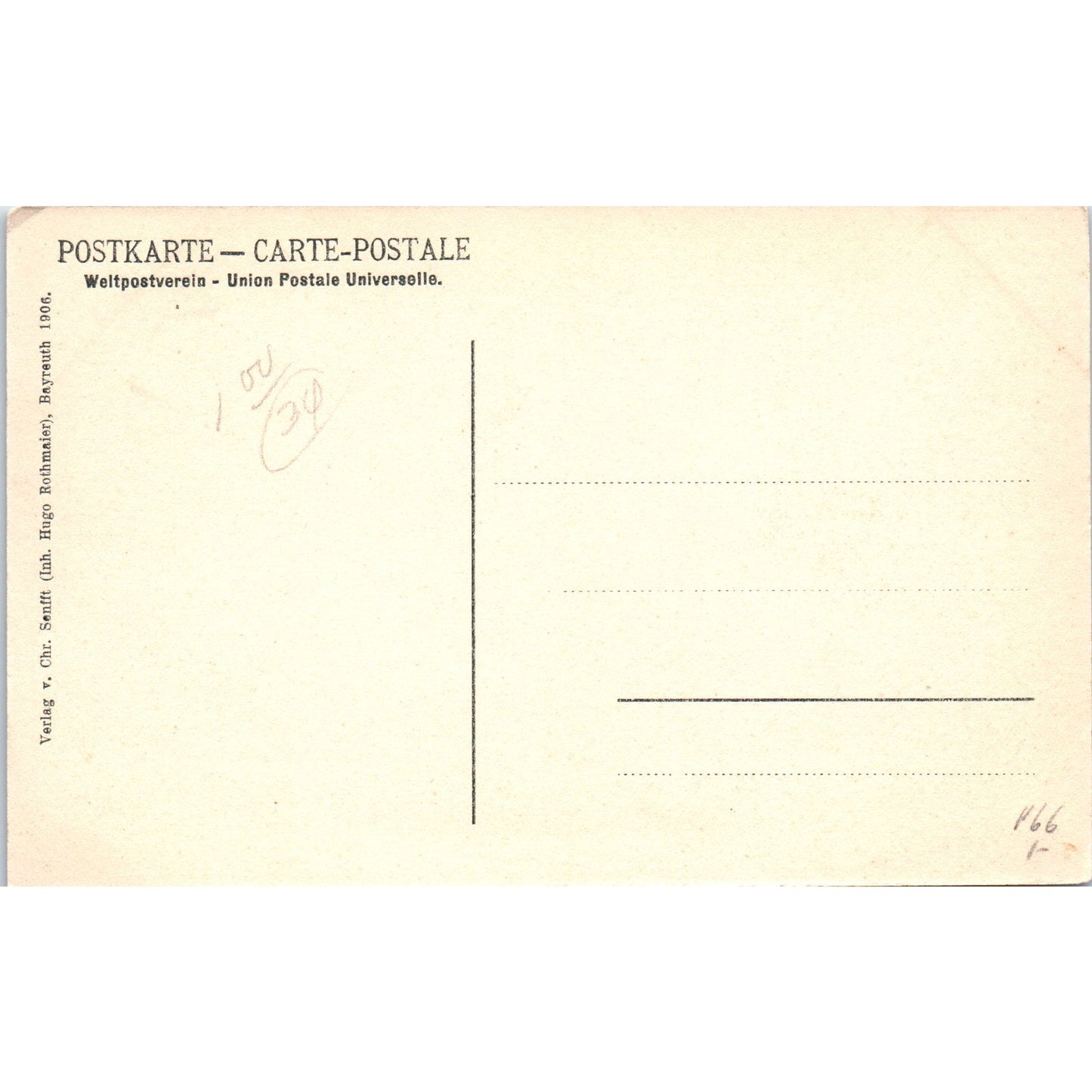 1906 German Postcard Bayreuth Hugo Rothmaier Original Postcard P2-1