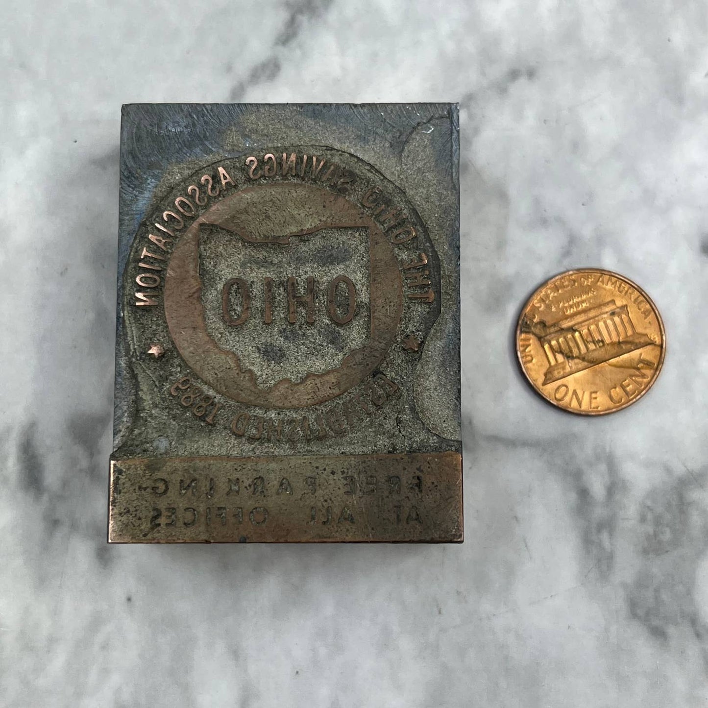 Vintage Printing Letterpress Printers Block Plate Ohio Savings Association TJ54