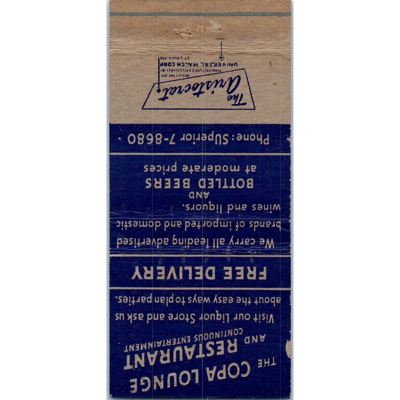 The Copa Lounge Chicago Ave Advertising Matchbook Cover SA1-M11