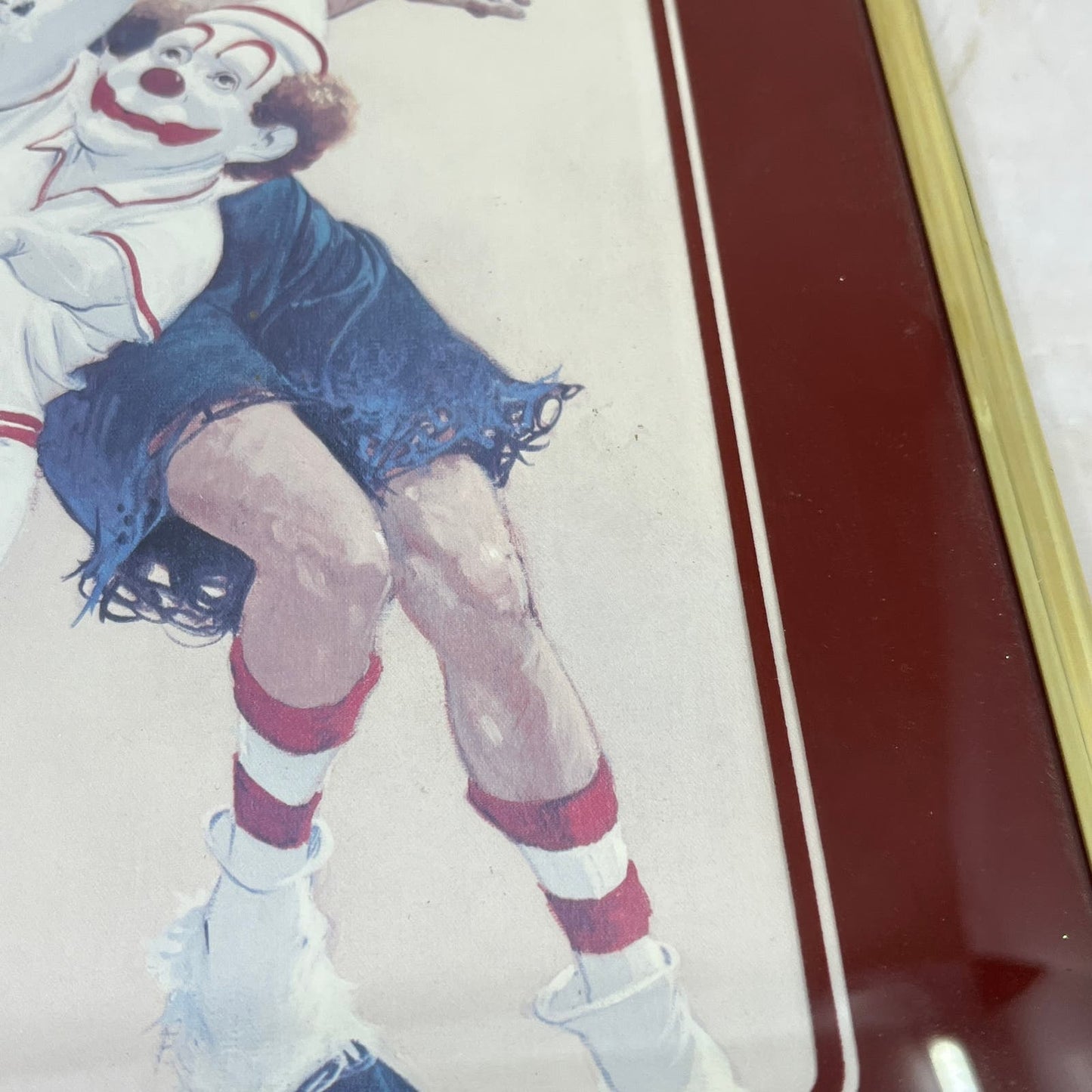 Vintage Retro Robert Owen Clown Hobo Print Playing Tenni framed 11x14" 3
