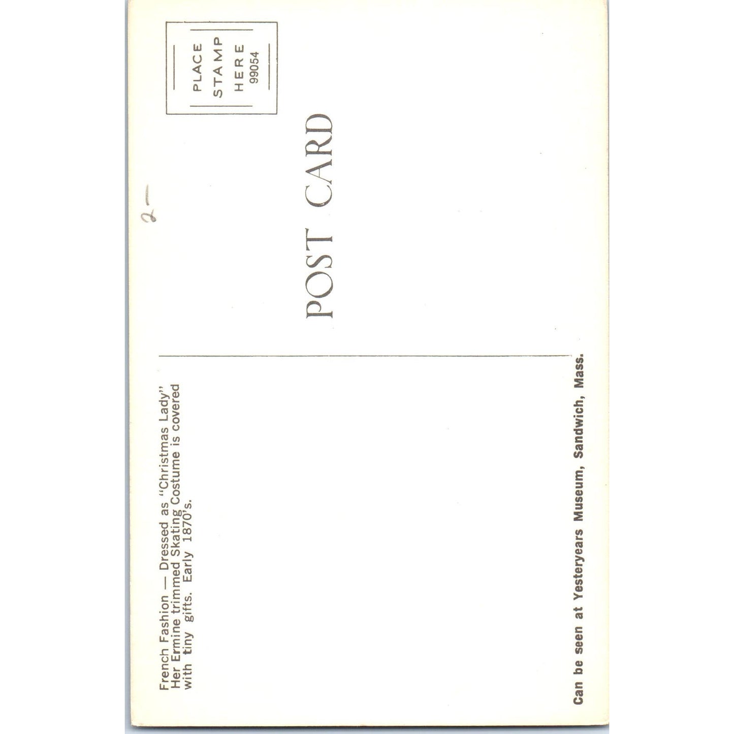 French Fashion Doll Dressed as Christmas Lady Yesteryears Museum Postcard PB6