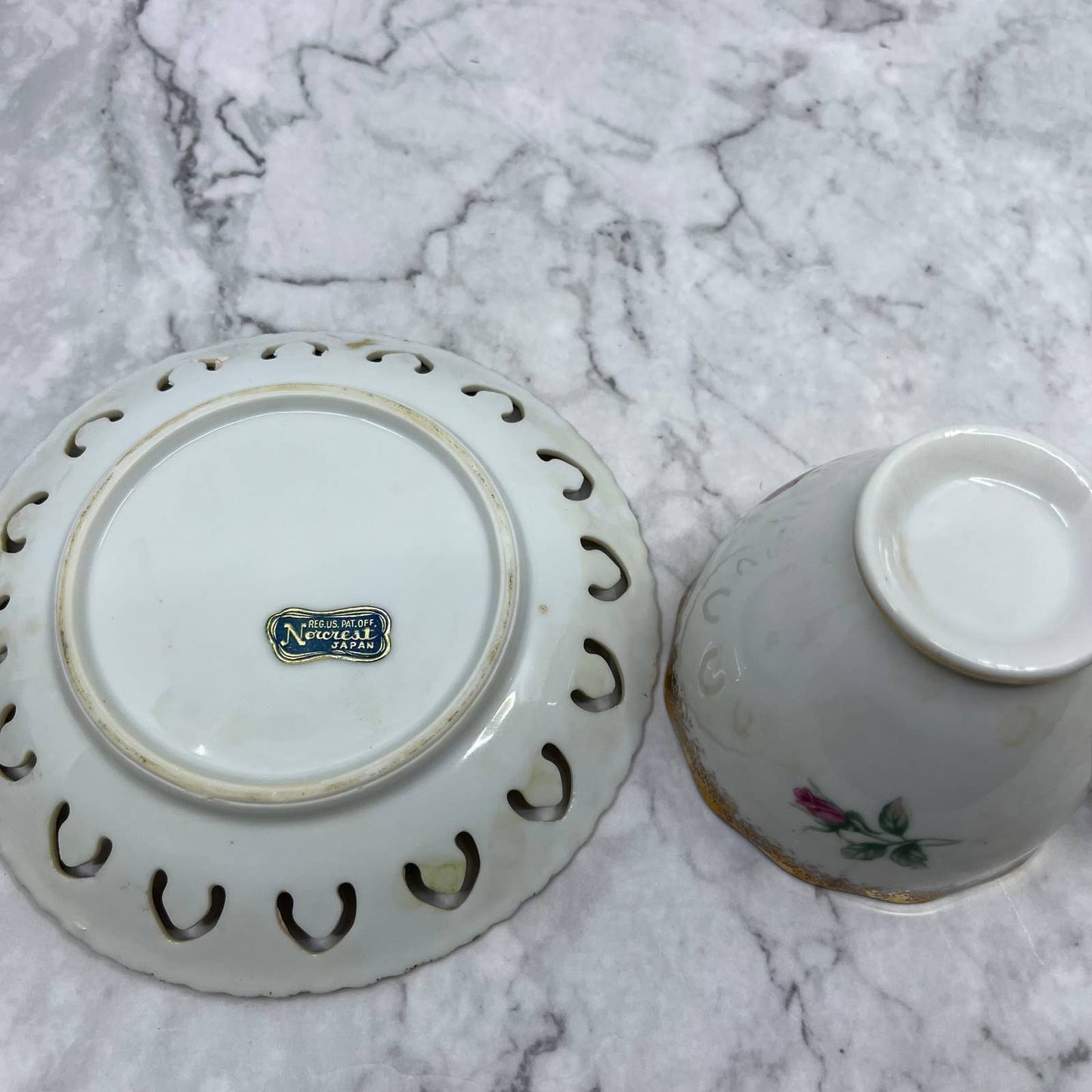 Vintage Norcrest Fine China Tea Cup and Saucer Set Pink Roses TA1