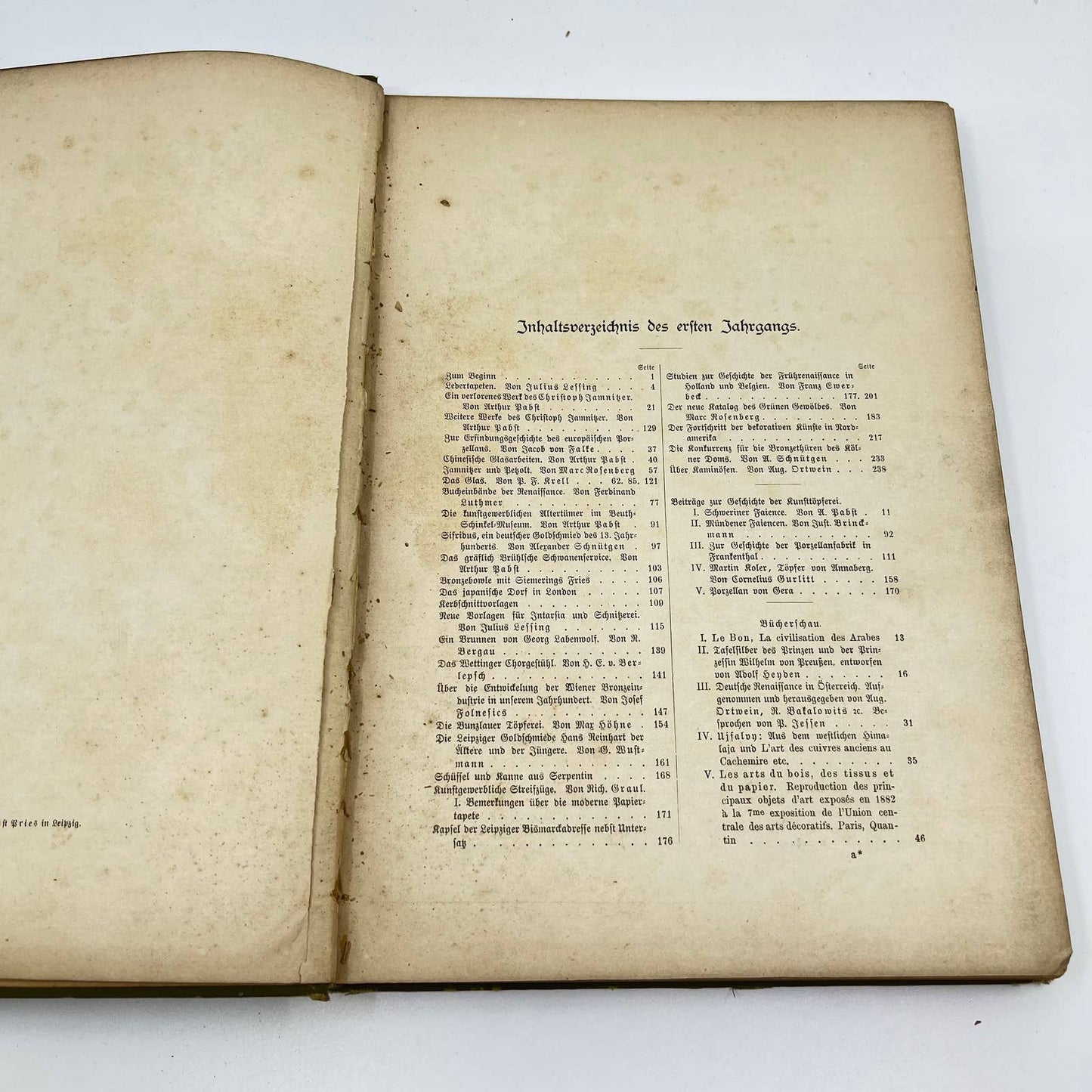 1885 German Art Book - Kunstgewerbeblatt Arthur Pabst Erster Jahrgang TF2