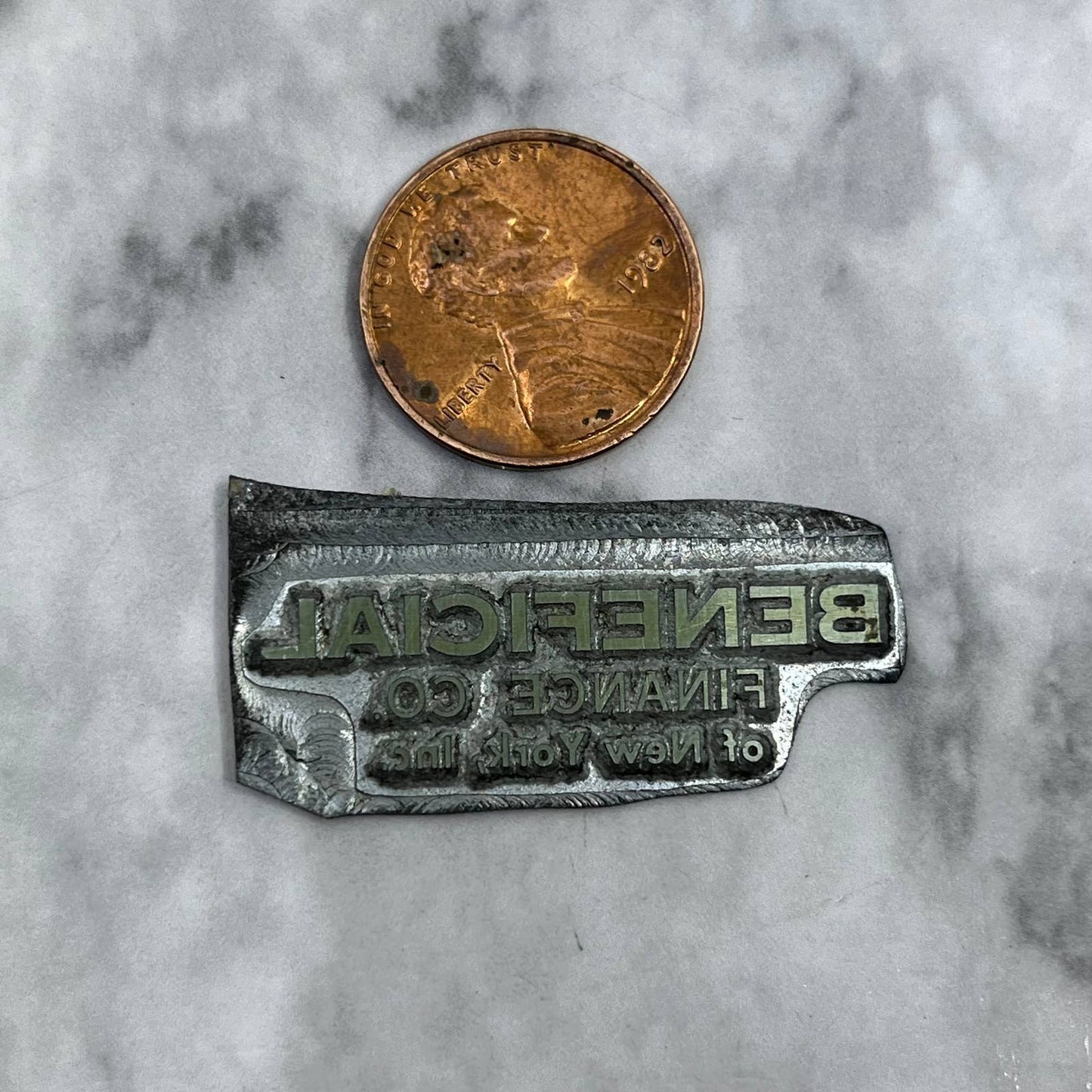 Vintage Letterpress Printers Block Plate Beneficial Finance Co. NY TJ511