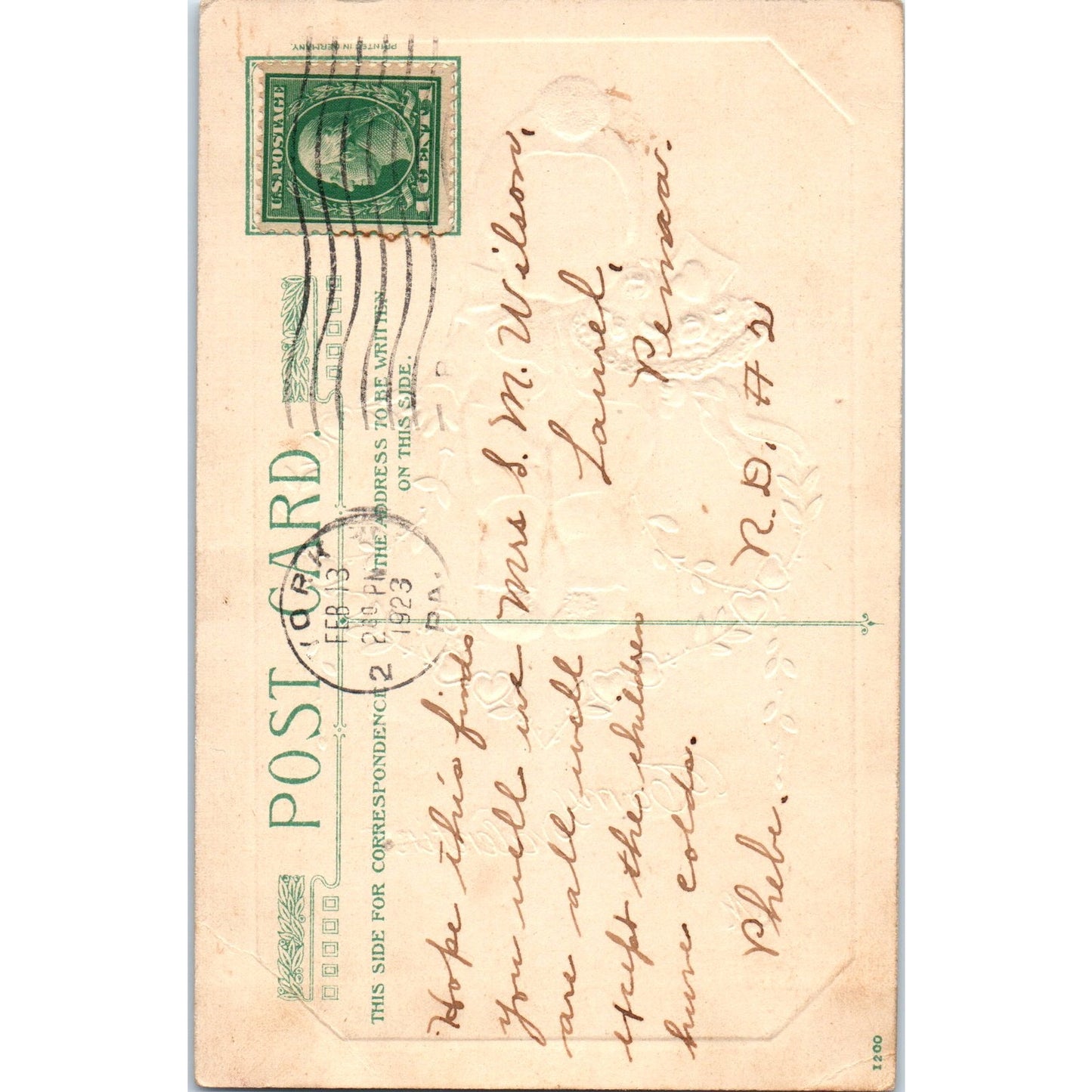 Valentine's Day 1923 Baby Kewpie Hearts Winsch Original Postcard P2-10