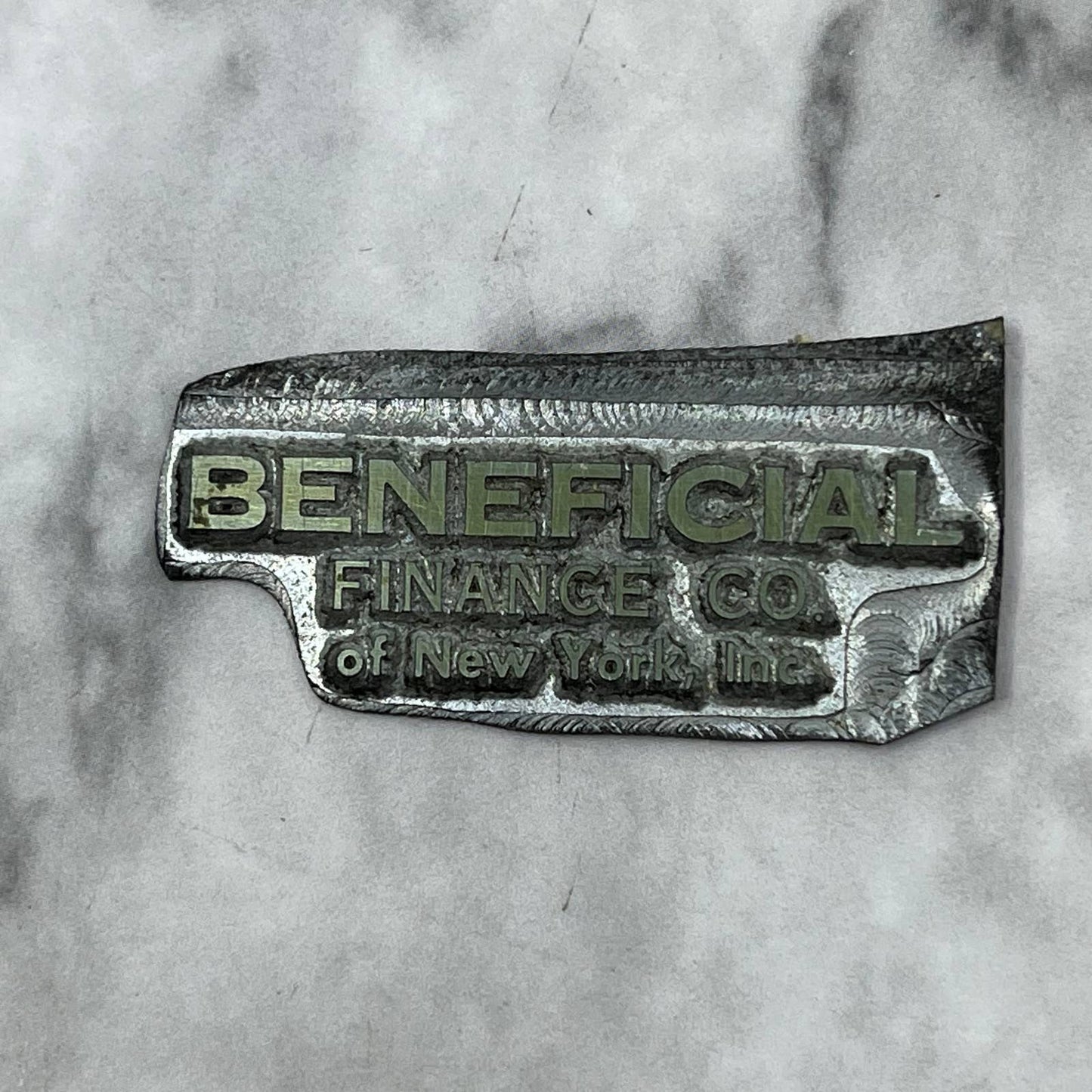 Vintage Letterpress Printers Block Plate Beneficial Finance Co. NY TJ511