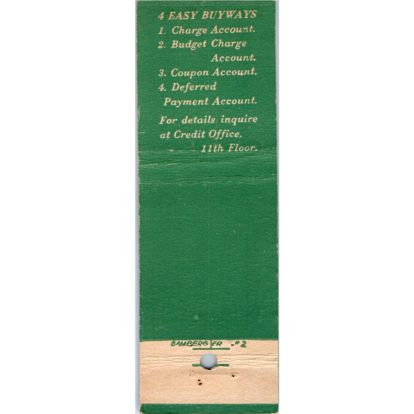 L. Bamberger & Co Store Advertising Matchbook Cover MM9-9