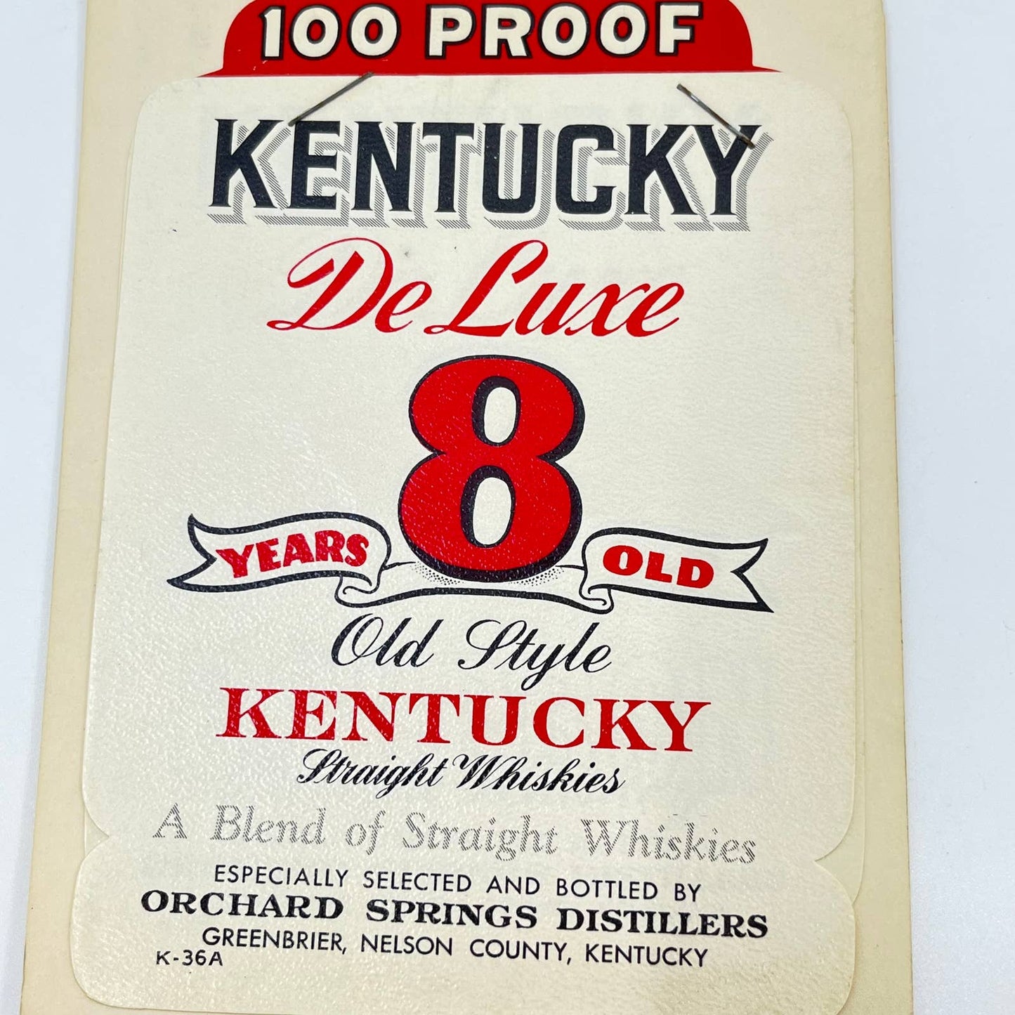 Kentucky Deluxe Whiskey Label Set of 2 Orchard Springs Distillers Greenbrier