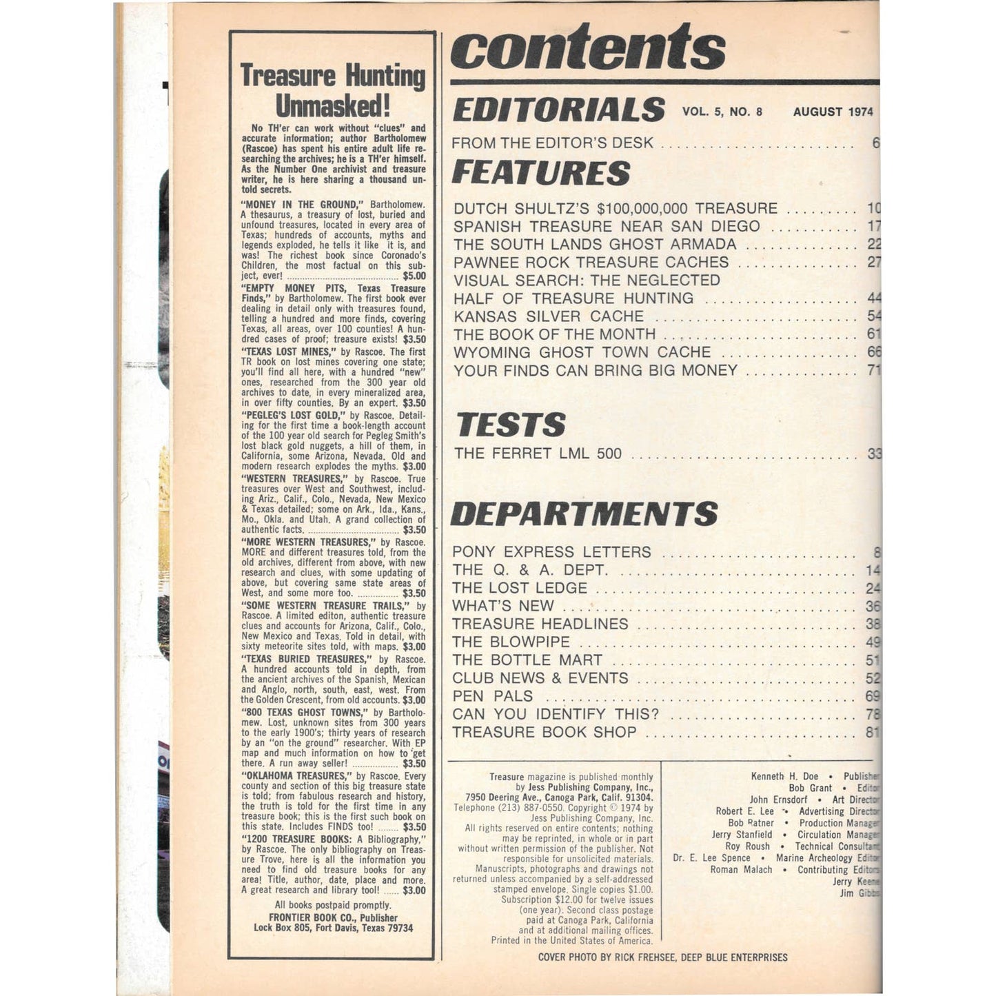 Treasure Magazine - Treasure Hunting Mines Buried Metal Detecting Aug 1974 MB4