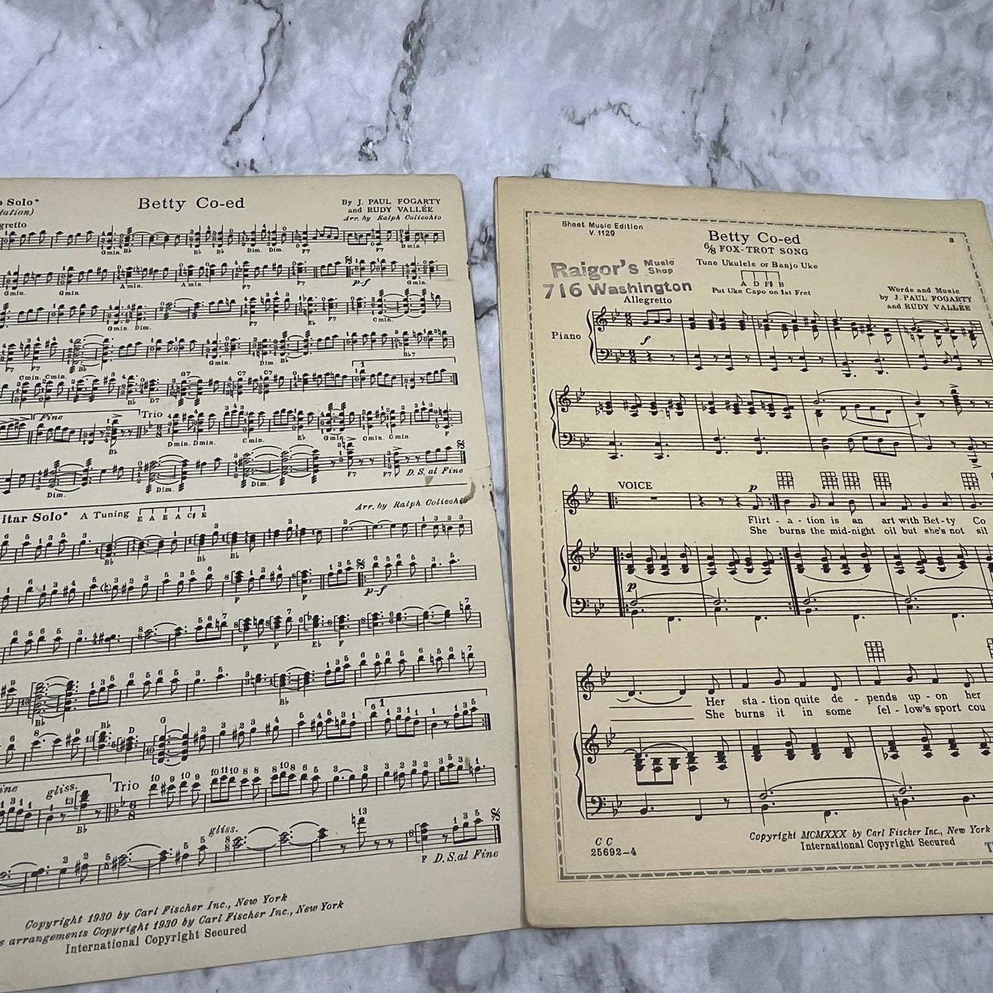 Betty Co-Ed Fox Trot Rudy Vallee Paul Fogarty 1930 Sheet Music TK2-SM4