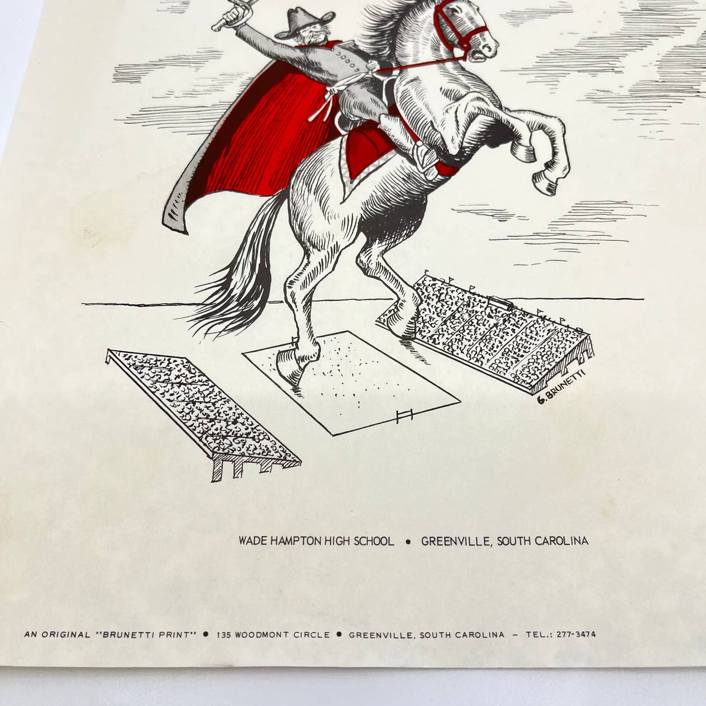 Vintage Wade Hampton High School Greenville South Carolina Generals Poster FL1